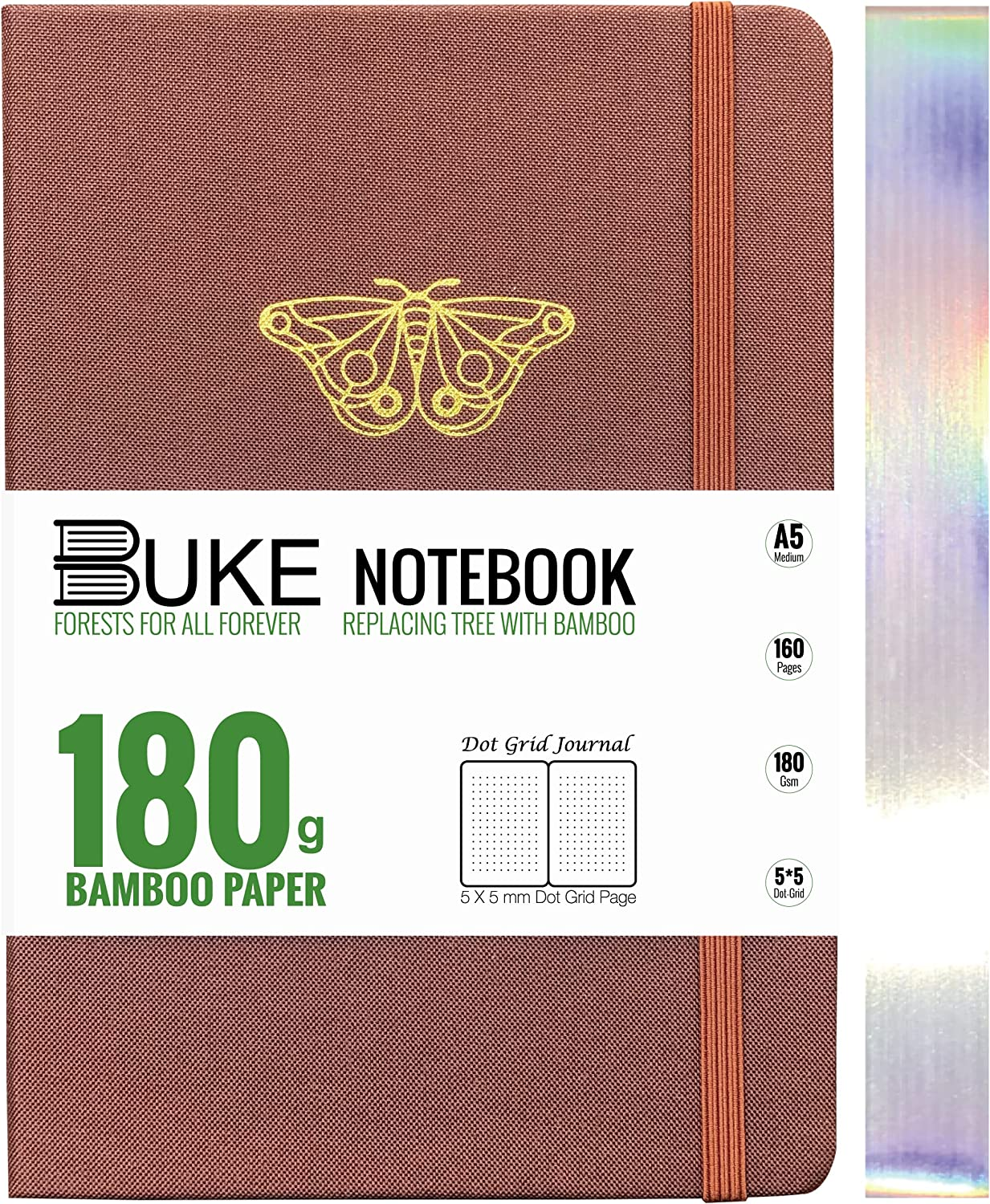 A5 Dotted Notebook - Bullet Dot Grid Journal - 180G Thick Bamboo Paper - 160 Dot Grid Pages 5X5 MM - Waterproof Hardcover - Watercolor Drawing for Artist and Students (BK-1)