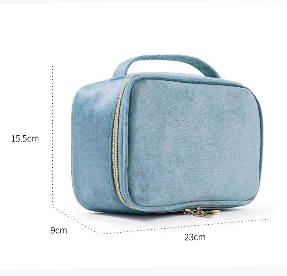 Velvet Large Capacity Cosmetic Bag Portable Makeup Travel Cosmetics Brush Skin Care Product Storage Case (Sapphire Blue) - Aquamarine image number 4