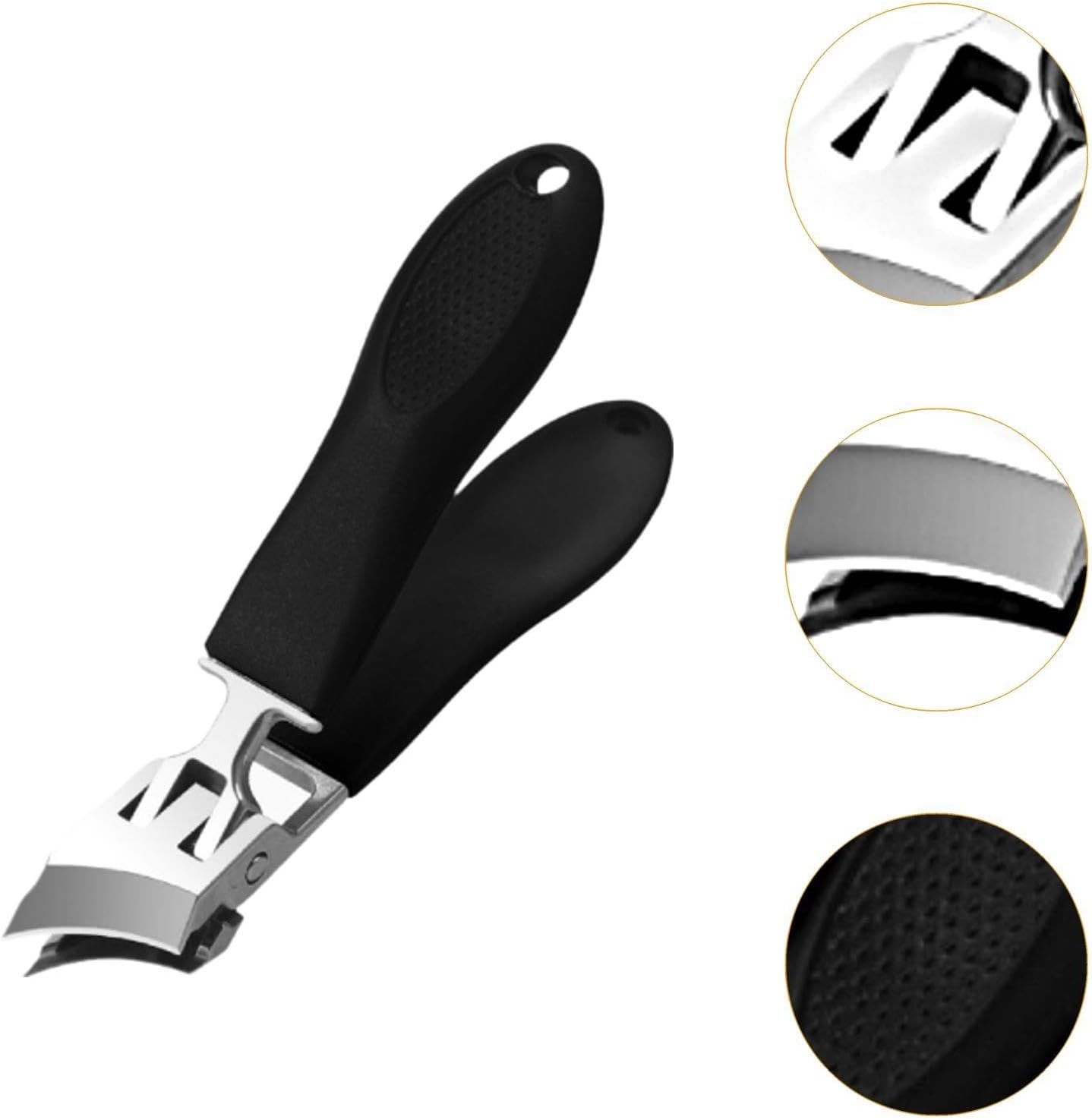 Angled Nail Clippers, Wide Opening for Elderly, Large - Stainless Steel Nail Clippers for Men, Thick Nails, Black image number 5