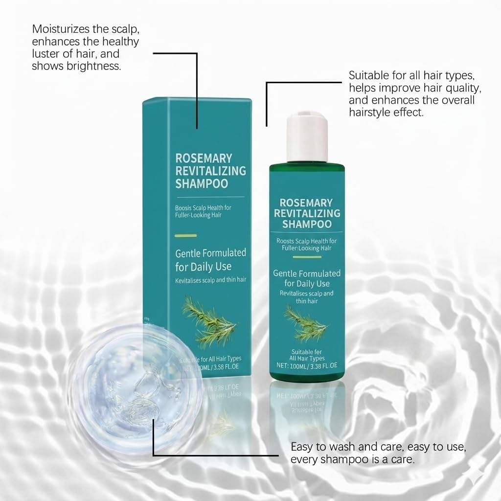 Rosemary Thickening Shampoo, Thinning Hair Volumizing Shampoo, Strengthening Hair Care Sham/Poo, Scalp & Hairs Care Products for Hairs Loss Thinning, Rosemary Scalp Scaling Purifying Sham/Poo (2PCS)