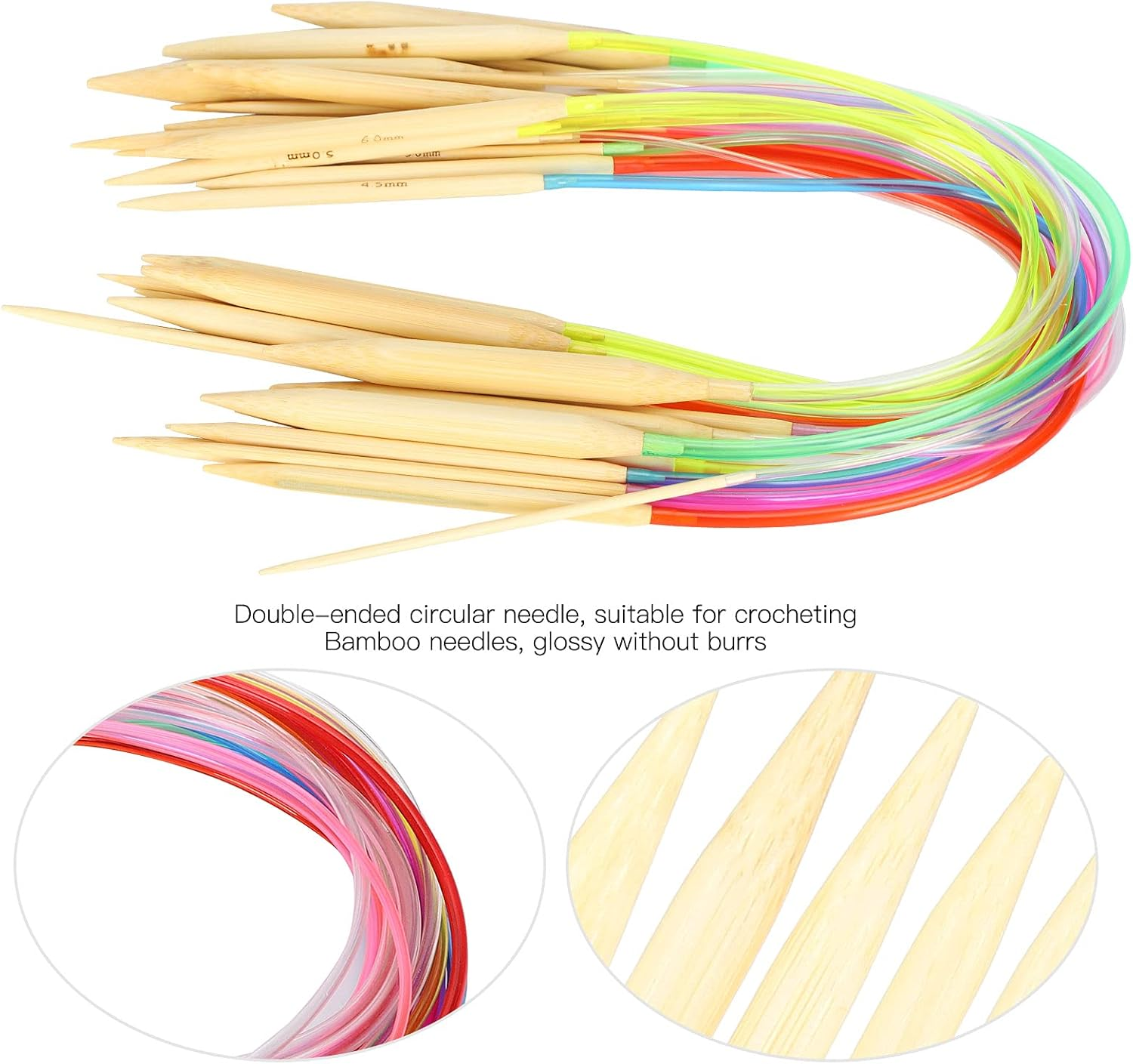 Knitting Needles Set, 18Pcs Circular Needle Bamboo for Knitting Scarves for Sweaters(40Cm+Accessories Bag) image number 1
