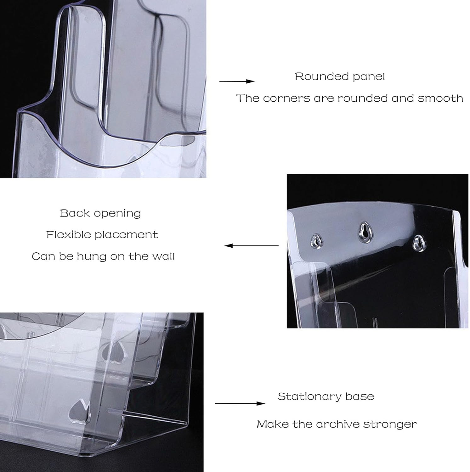 Acrylic Brochure Holder 9.0X10.2 Inches, 2 Pack Clear Literature Display Stand with Removable Divider for Trifold, Pamphlets, Magazines, Flyers, and Documents 4 Inches Wide, Durable and Stylish Design image number 1