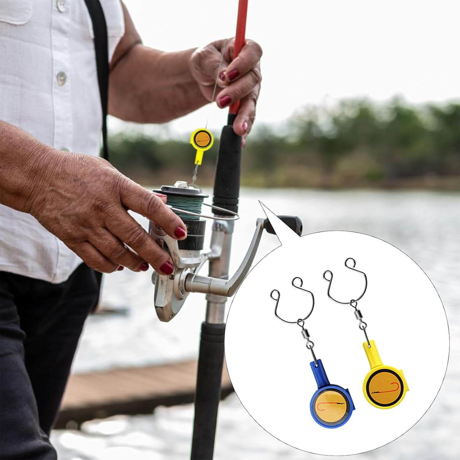 Fokmuaex 4-Piece Fishing Knot Tying Tool Set - Quick & Secure Knot Maker for Ice/Fly Fishing, Protects Hands from Sharp Hooks, Essential Beginner Fishing Accessory with Nail Knot Tool image number 5