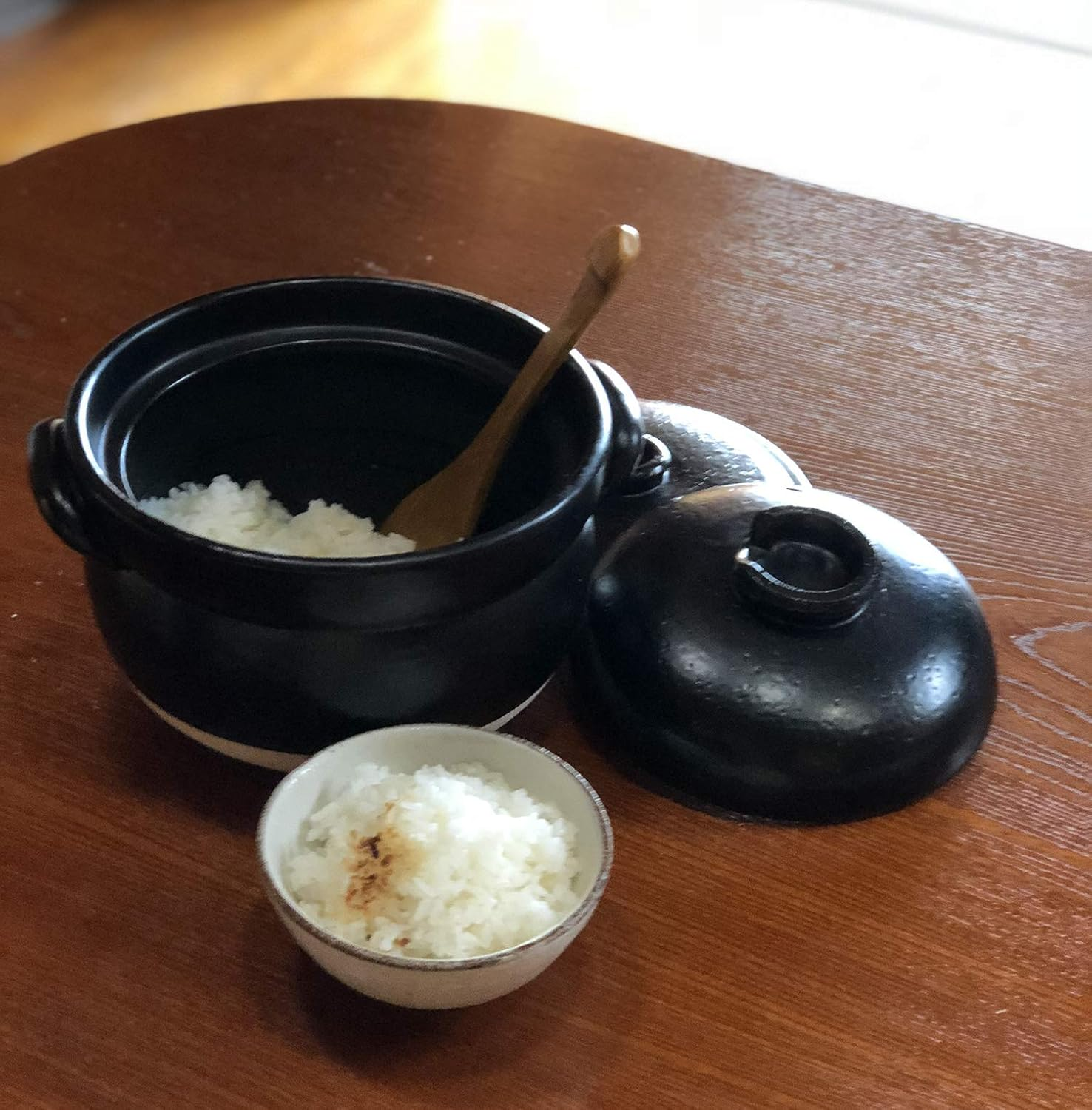 Saji Pottery 30-1 Rice Pot, Black, 7.7 Inches (19.5 Cm), Banko Ware, Exquisite Rice Pot (With Inner Lid), 3 Pieces image number 5