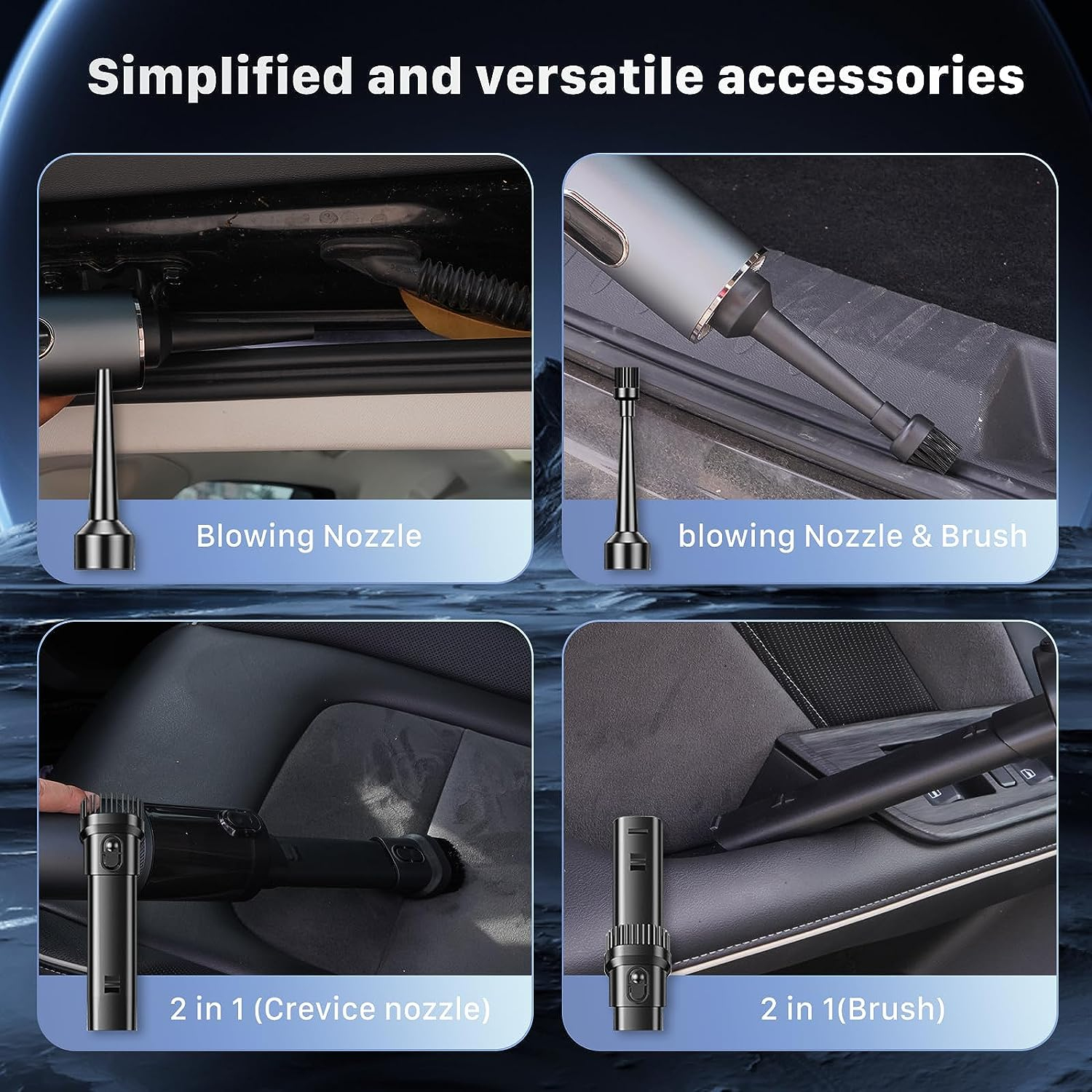 Ixtra 15000Pa Handheld Vacuum Cleaner, Powerful Cordless Car Vacuum Rechargeable with Blower, 2-Speed Portable Wireless Mini Hand Held Vacuum Cleaner with Led Digital Power Display for Car/Home/Pet image number 2