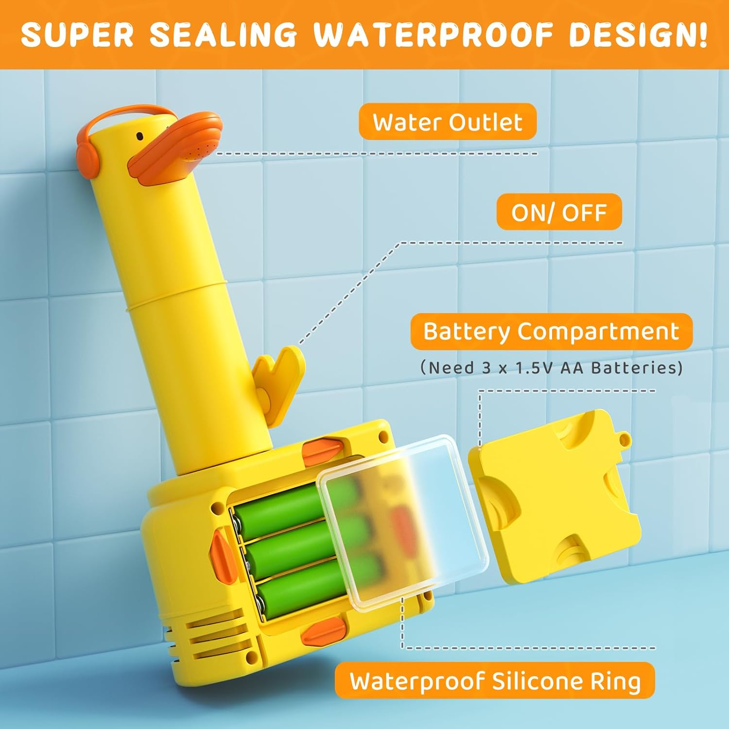 3-In-1 Play Sink with Running Water, Kids Kitchen Sink Toys with Electric Duck Faucet, Pretend Play Kitchen Accessories, Play Food, Water Slide Track, Pool Floating Fishing Game Boys Girls image number 2