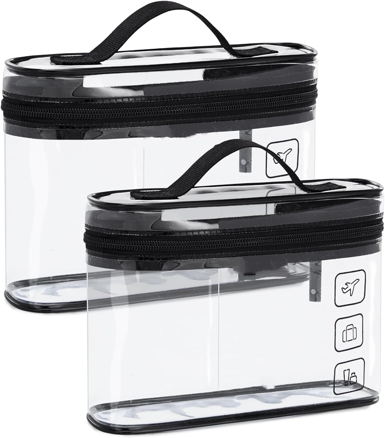 DUOMIAO Toiletry Bag, Clear Makeup Cosmetic Bag Organizer, Quart Size Travel Bag for Toiletries, Carry-On Travel Accessories Essentials, Black, 2 Pack (Black) image number 3