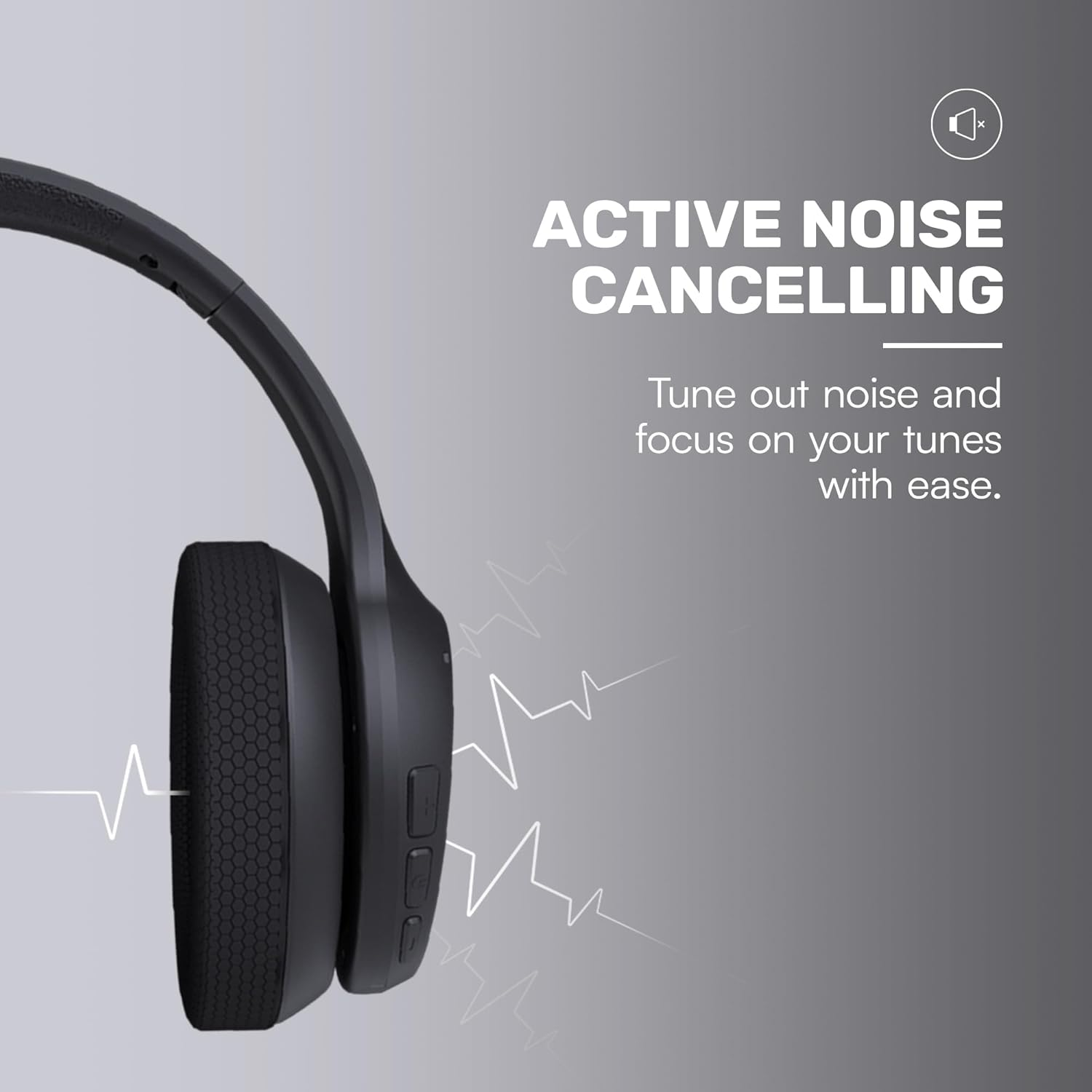 Raycon Fitness Headphones - Wireless Over-Ear Headphones with 38 Hours Battery Life, Active Noise Cancellation, Voice Command, Interchangeable Ear Pads, IPX4 Water Resistance, (Black)