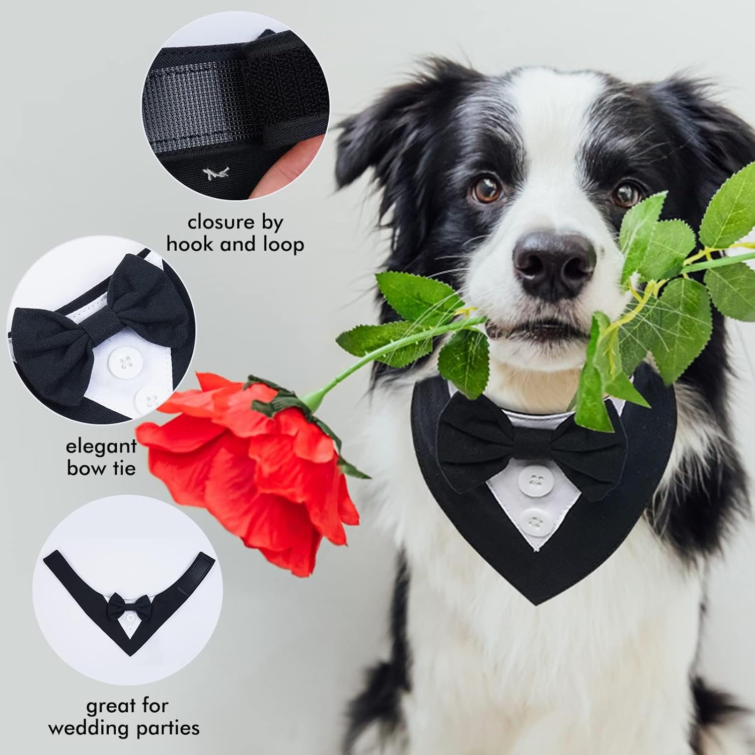 Slowton Formal Dog Tuxedo - Dog Birthday Tux with Bowtie, Adjustable Bandana Collar Costume for Small Medium Large Dogs Dog Wedding Attire for Wedding Engagement Valentines and Birthday Party image number 5