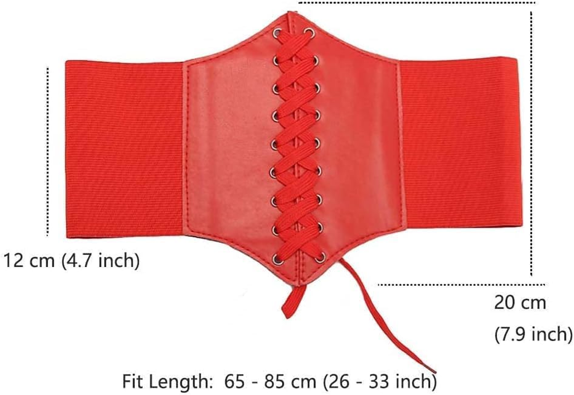 Lace Tied Waspie Corset Belt, 1Pc Womens Corset Belt,Pu Leather Wide Elastic Waist Belt Costume Retro Wide Tied Waspie Belt,Lace-Up Cinch Elastic Waist Belt Tied Costume Waspie Waist Belt