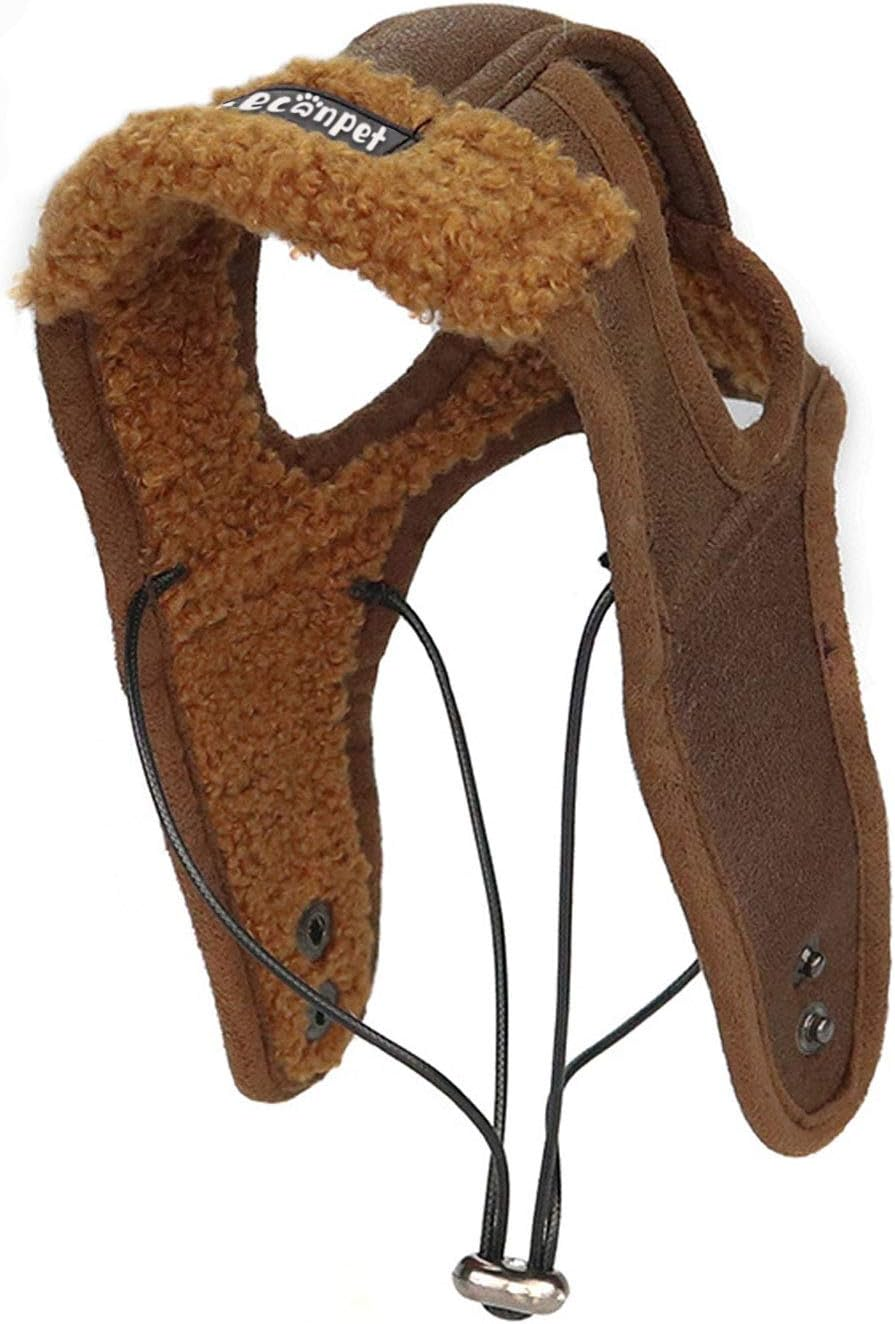 Leson Dog Aviator Hat, Dog Winter Pilot Hat with Ear Flaps for Cold Weather (M, Coffee)