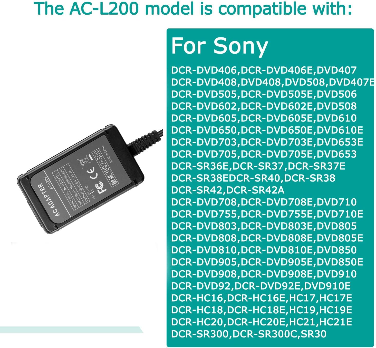 Raeisusp AC-L200 Power Adapter Charger Supply L200B L200C L200D for Sony DCR-UX5 DCR-UX7 HDR-XR100 NEX VG20 VG30 VG900 DVD7 PXW-X70 image number 5