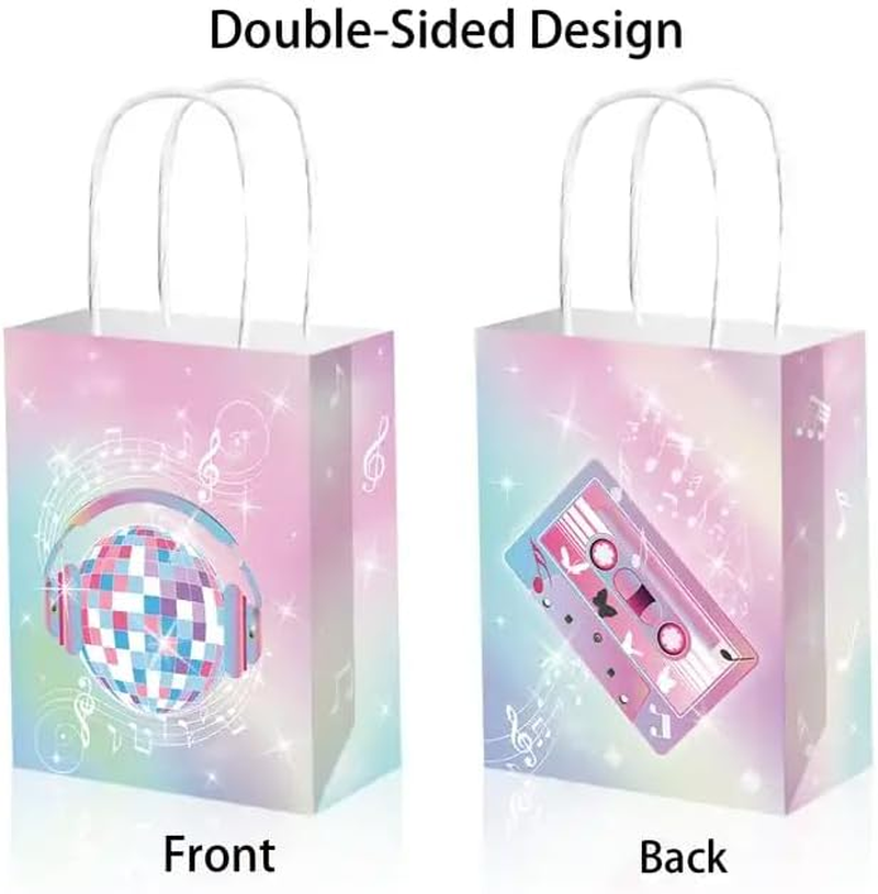 12X Music Concert Singer Party Iridescent Eras Glitter Disco Supplies Birthday Decoration Paper Bag Kids Lolly Bag Favour Box Kraft Treat Box Gift Box Gable Box Gift Bag Themed Party Bag image number 2