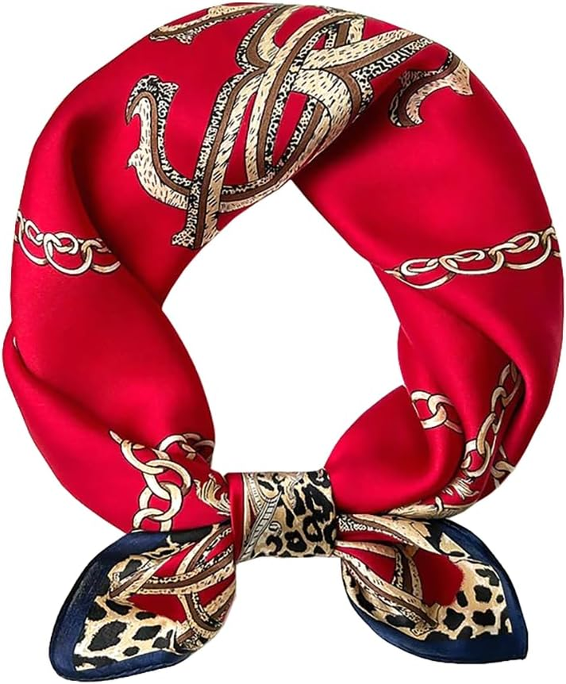 ANDANTINO 100% Pure Mulberry Silk Small Square Scarves -21'' X 21''- Digital Printed Neckerchief Women Men Lightweight Scarf