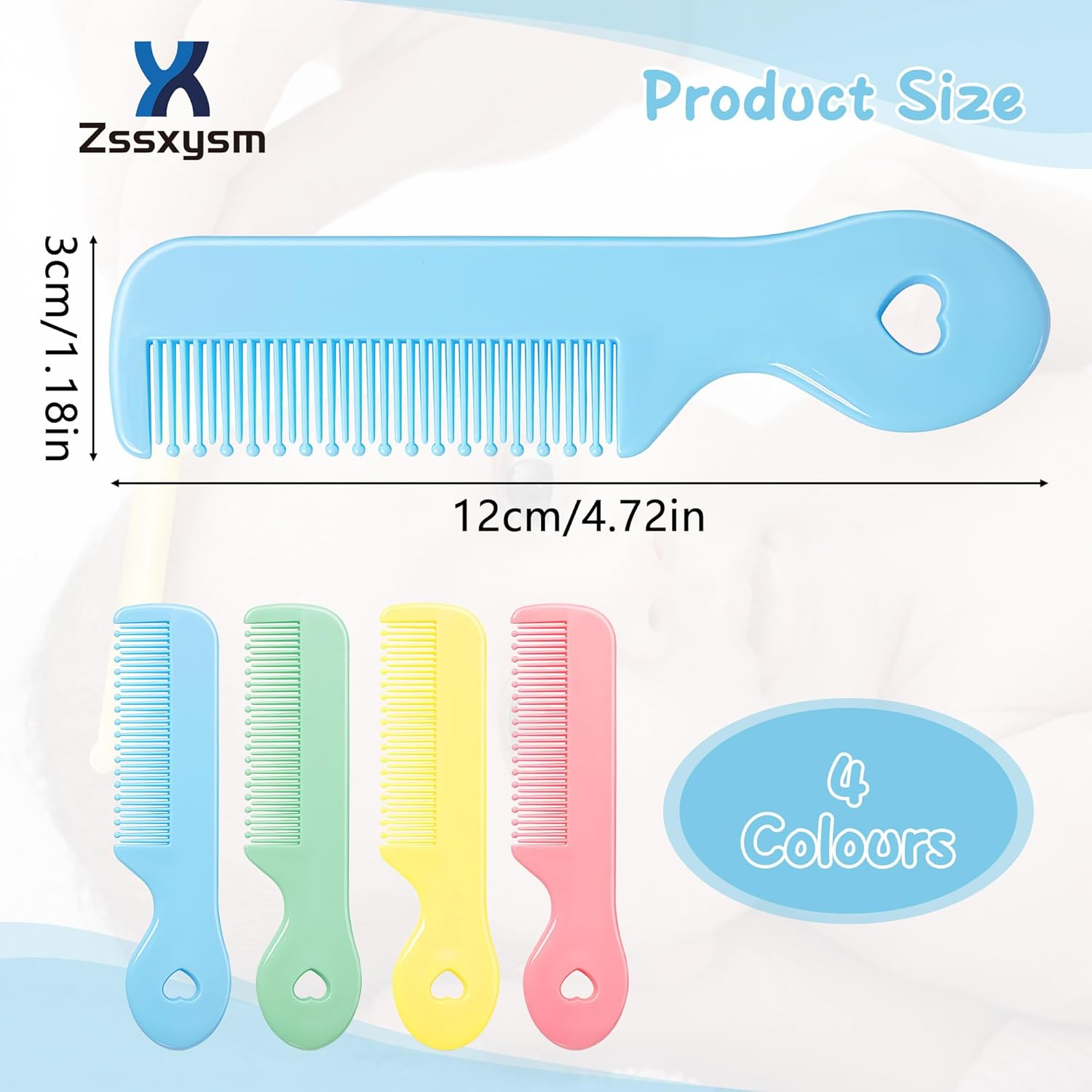 Zssxysm Pack of 4 Baby Hair Combs, Hair Brush for Boys and Girls, Small Baby Hair Brush with round Teeth, Cute Children'S Hair Brush Comb Gift Set, Massage Brush for Newborns and Toddlers image number 1