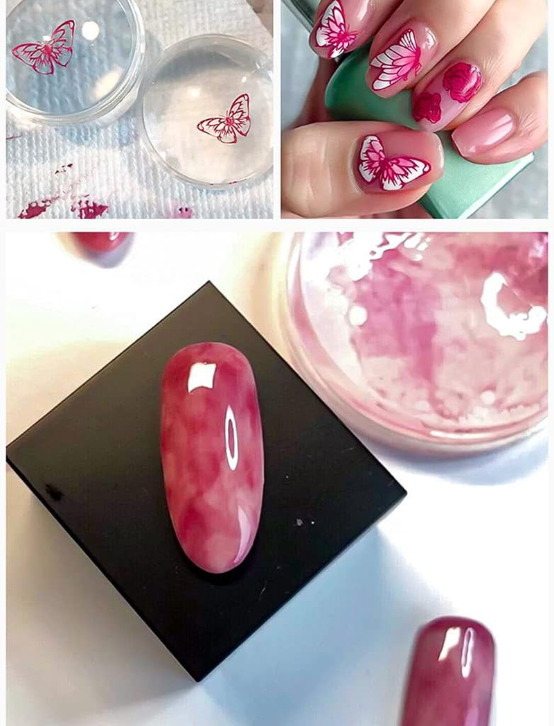 Silicone Transparent Nail Art Stamping Kit Everthing for Manicure Plate Stamp Polish Stencil Template Seal Stamper Nail Stamping Tool with Scraper image number 2