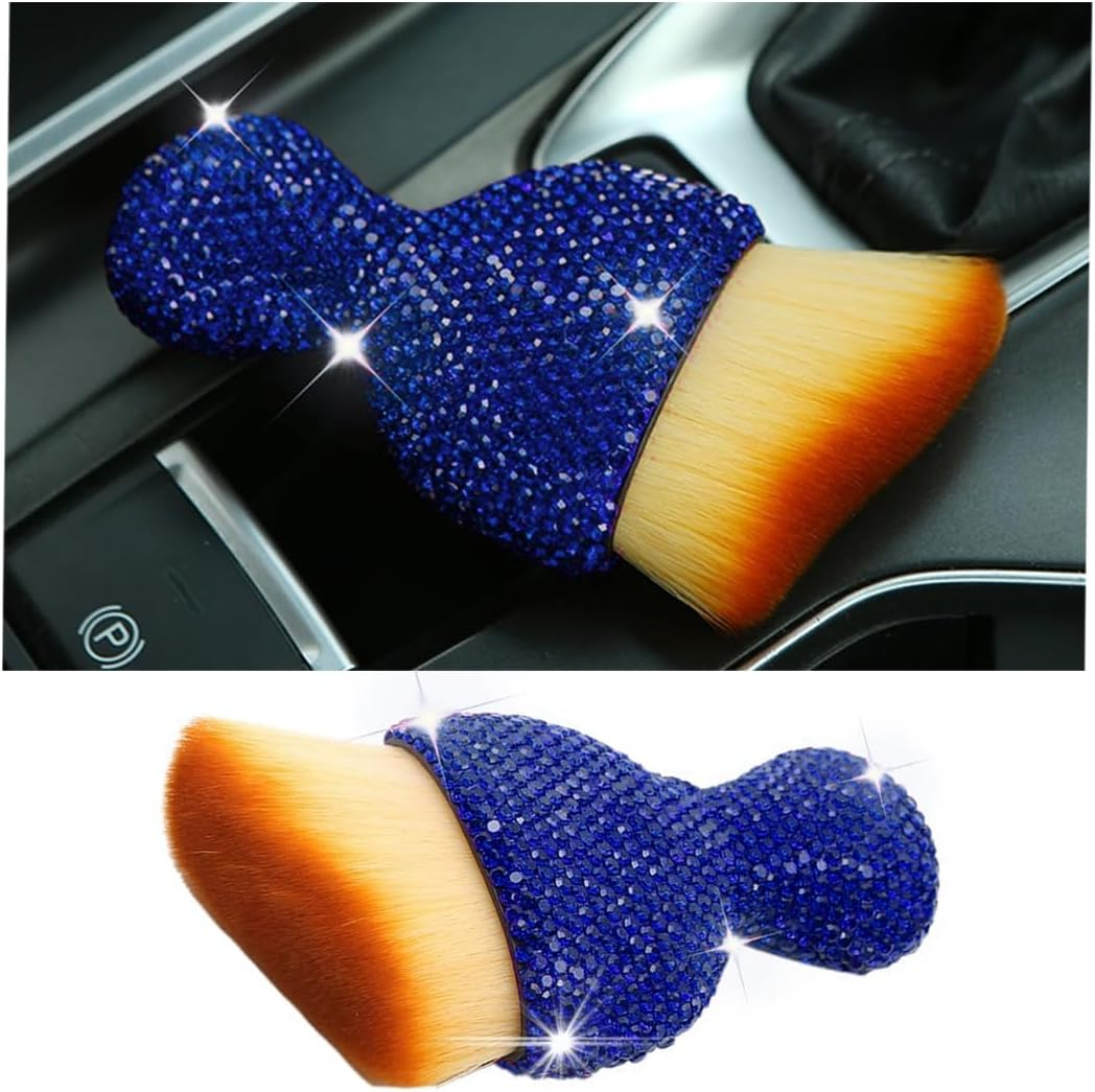 Zipelo Auto Interior Dust Brush, Car Detailing Cleaning Brush with Diamond, Bling Handle Soft Bristles Dusting Tool, Scratch Free Dirt Clean Brushes for Vehicle Dashboard, Air Conditioner Vent (Red)