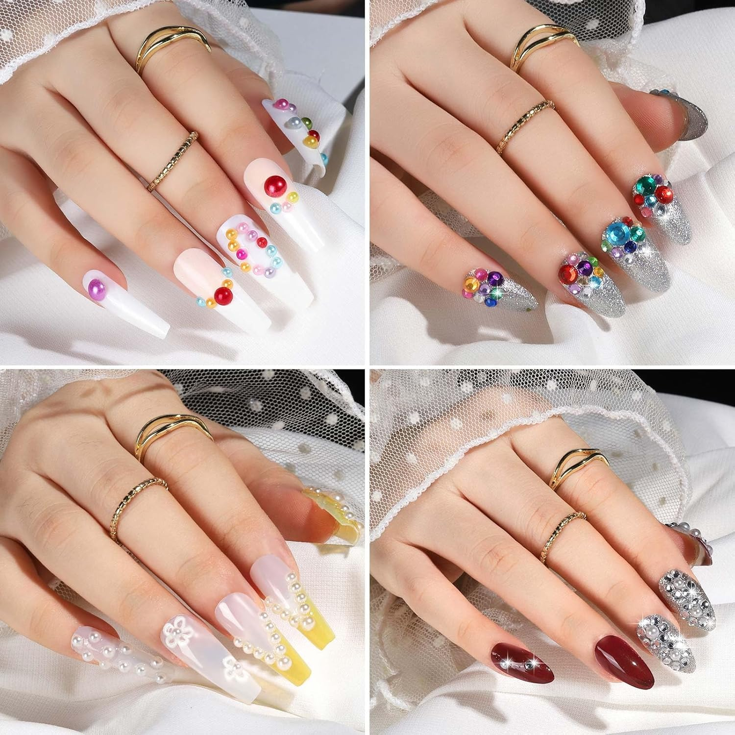 Face Gems&mdash;Glittering Diamond-Like, Multi-Shape&mdash;For Makeup Accents, Craft Projects, Decoration&mdash;Great for Beauty Lovers, DIY Enthusiasts (9 Sheets, 2271Pcs, Cute Designs) image number 4