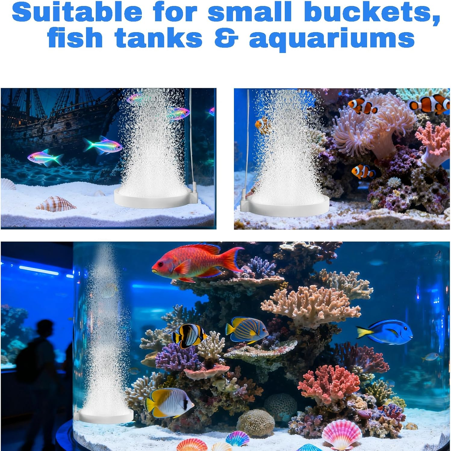 50Mm Air Stone Bubble Diffuser, Nano Air Stone for Aquarium Fish Tank, Fine Tiny Bubbles Maker for Pond, Aquarium and Hydroponics image number 1