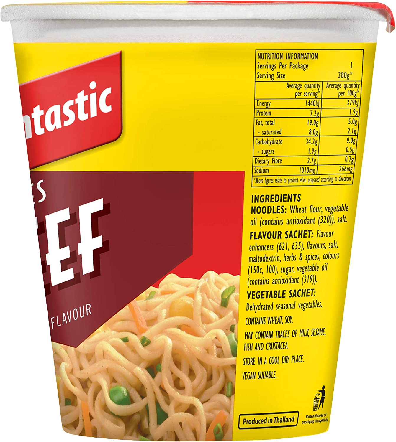 Fantastic Cup Noodle, Beef, 70G image number 2