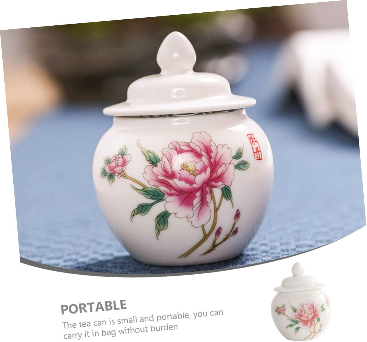 Angoily Ceramic Multi-Function Tea Canister Stylish Storage Jar for Home Travel Organization Elegant Design Airtight Seal Capacity for Tea Sugar More image number 3