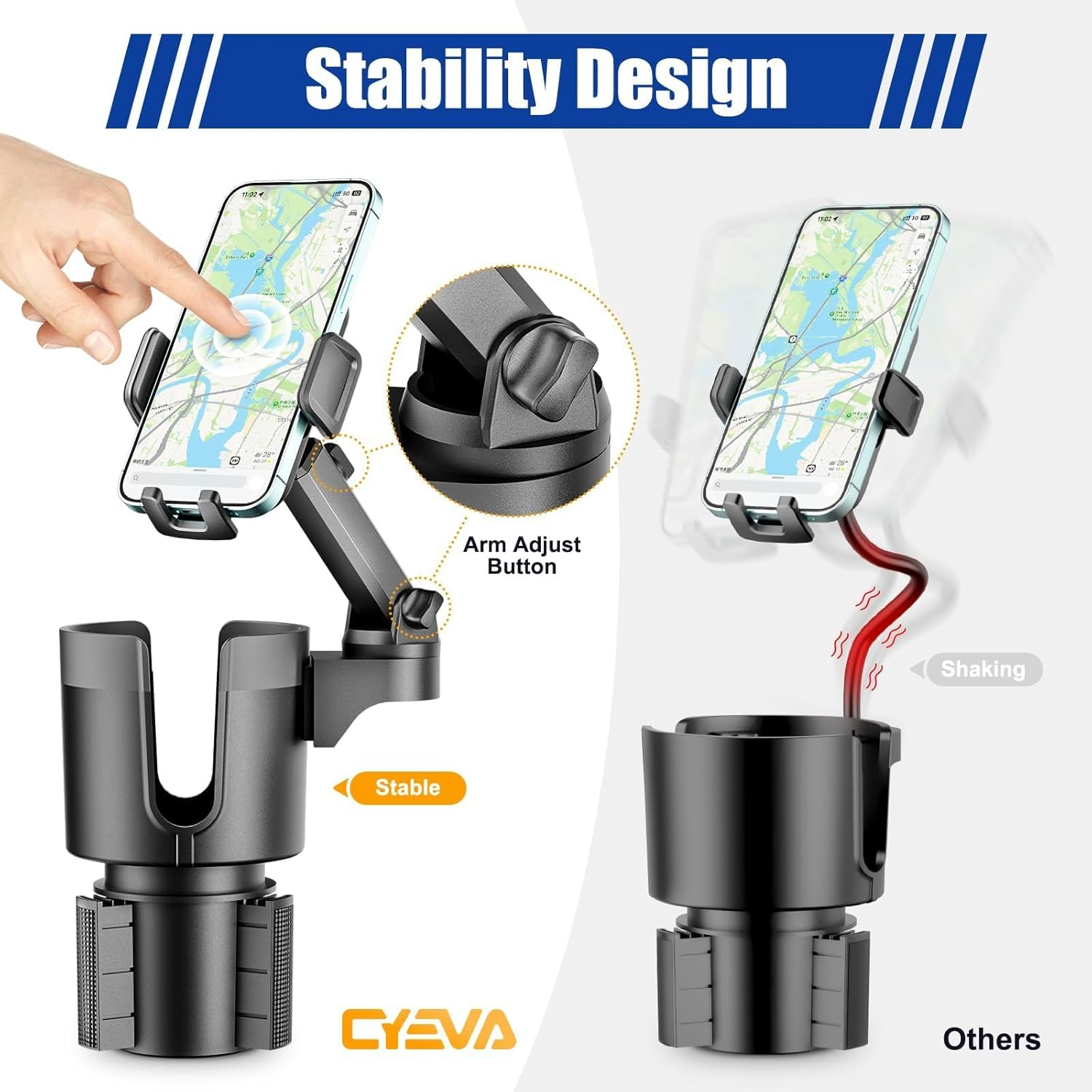 ZANZER Cup Holder Phone Mount, 2 in 1 Universal Phone Mount Expander with Adjustable Cup Holder, Long Arm 360&deg; Rotation Holder for Cars & Smartphones and Microfiber Car Towel image number 5