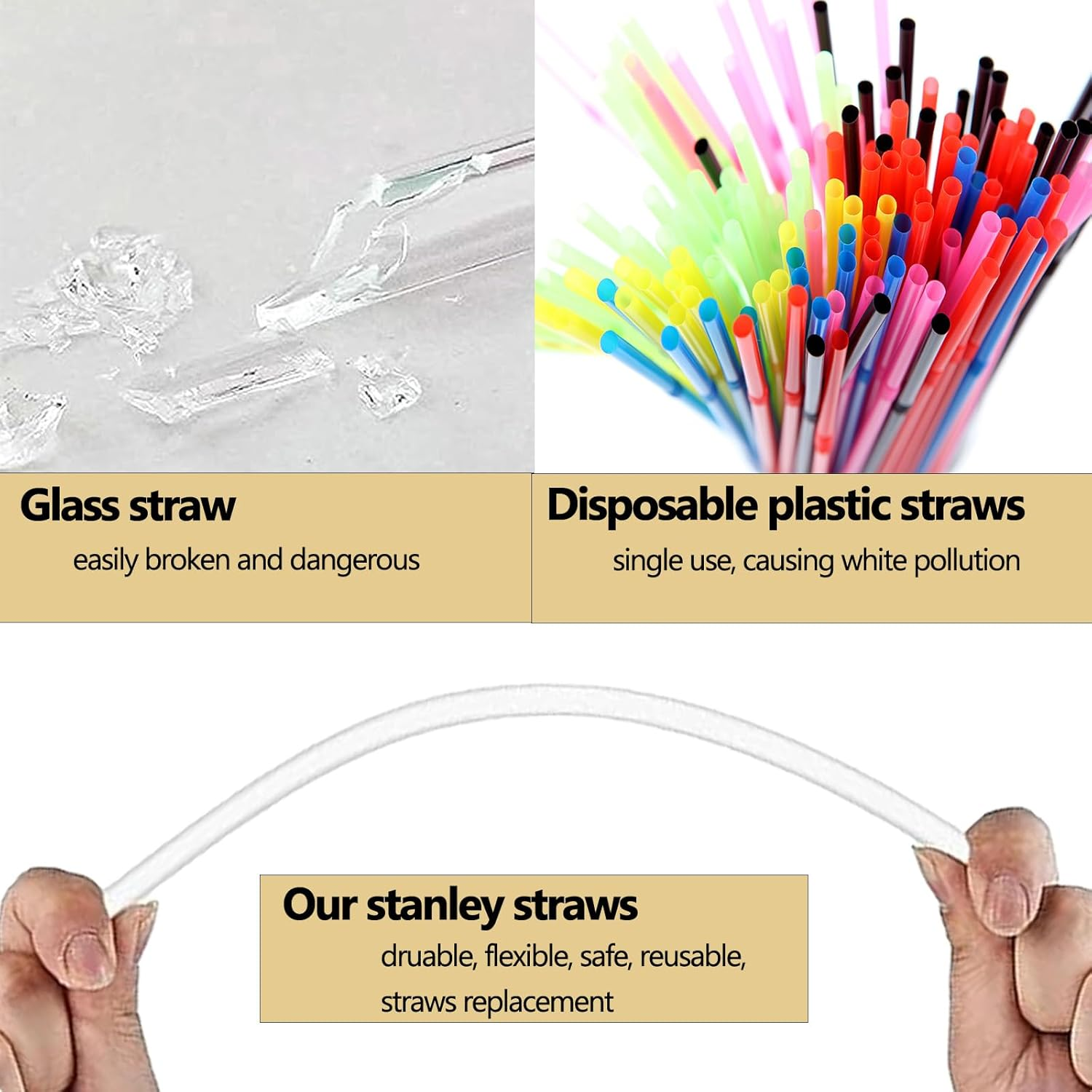 8Pcs Plastic Replacement Straw for Stanley Cap, Straw Brush Easy to Clean Water Bottle Reusable Clear Straws, Long Plastic Straws Thick for 30Oz/40Oz(8 Pack with 2 Brush) image number 5