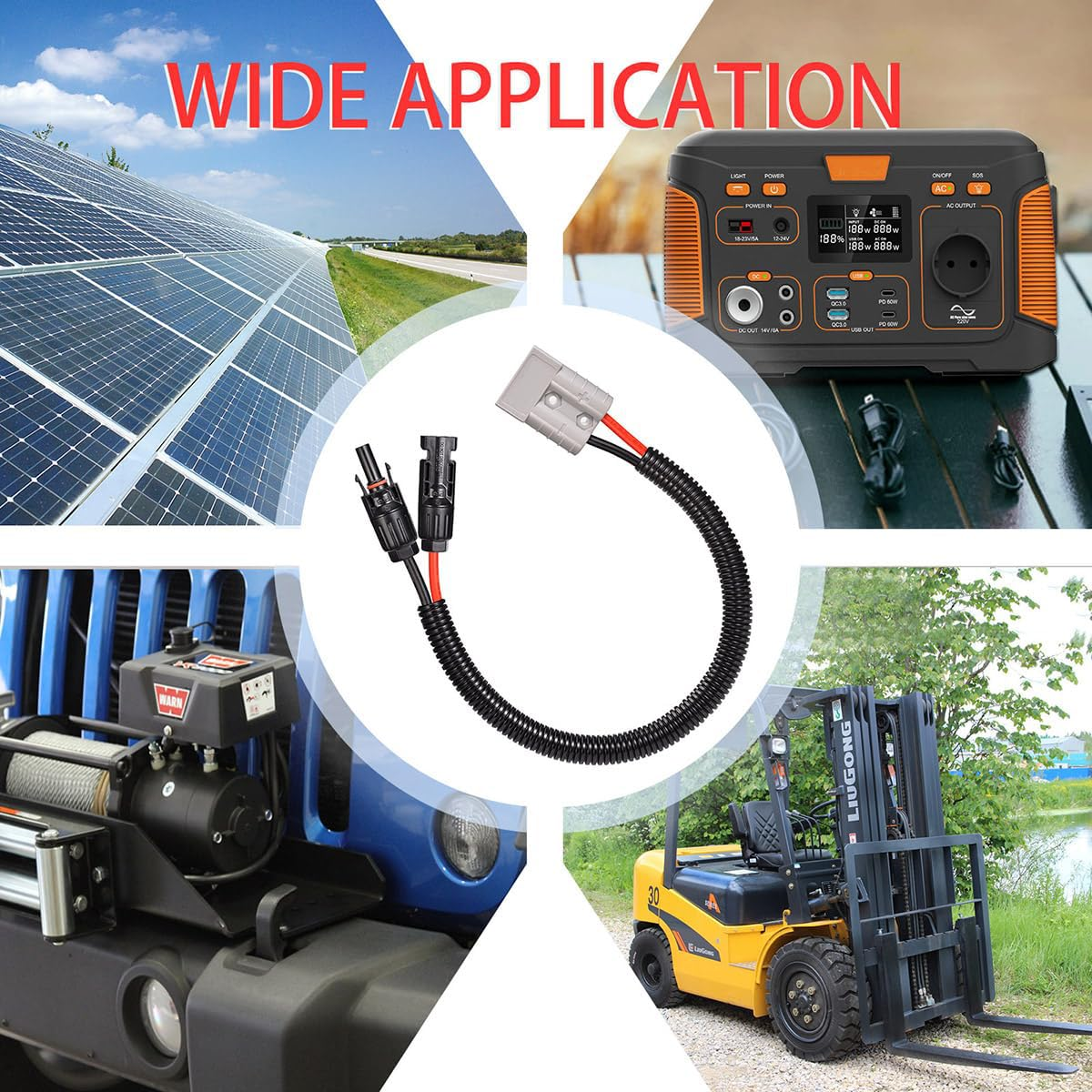 10AWG Solar Panel Connector to Anderson 50A/600V Solar Connector Cable for Solars Generator Inverter Battery Pack Charger Kit 35Cm 1Pack image number 6