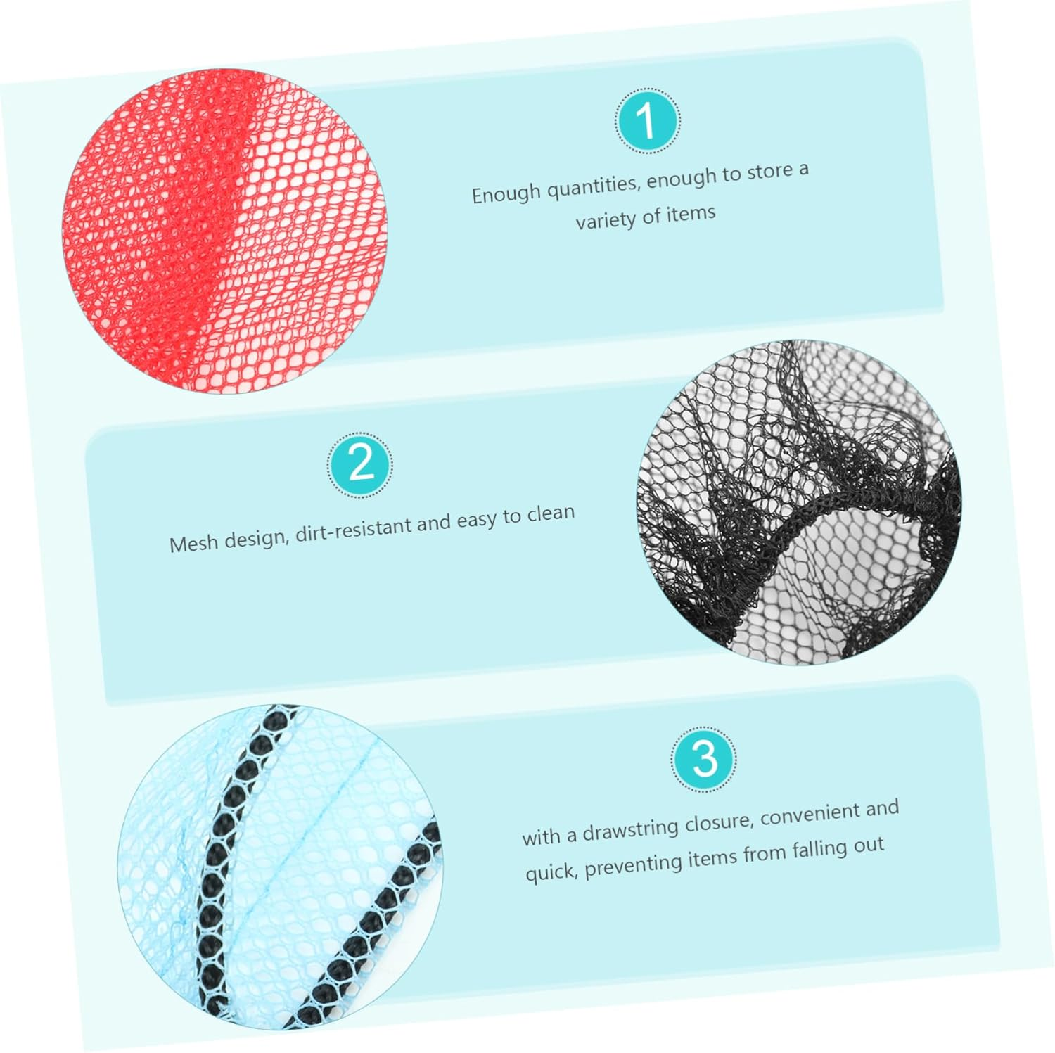 NIYANGLE 12Pcs Nylon Polyester Mesh Drawstring Bags Laundry Storage Sacks for Sports Equipment Travel Beach Swimming Gear with Multi-Color Set image number 4