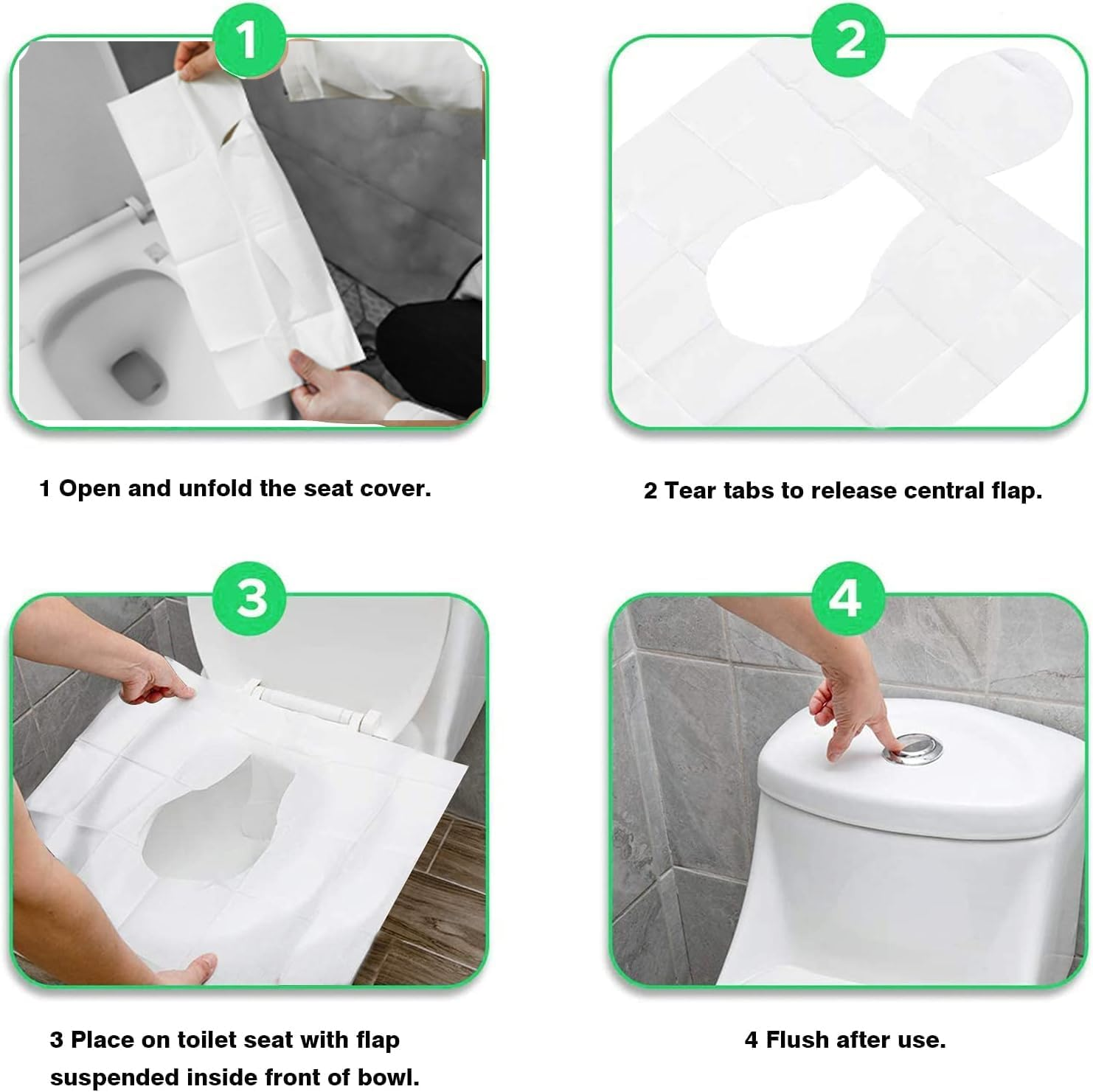 Toilet Seat Covers Disposable,100-Count Toilet Seat Cover - Flushable-Paper Toilet Liners for Travel,Public Restrooms, Airplane, Camping by H HOME-MART