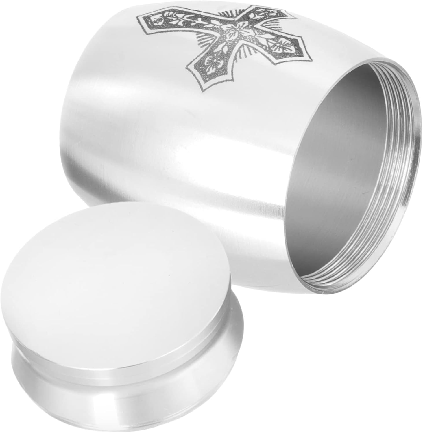 Urn Can Ornaments Stainless Steel Cross Memorial Urn for Human Ashes Keepsake Cremation Funeral for Adult Male Ashes Garden Decoration