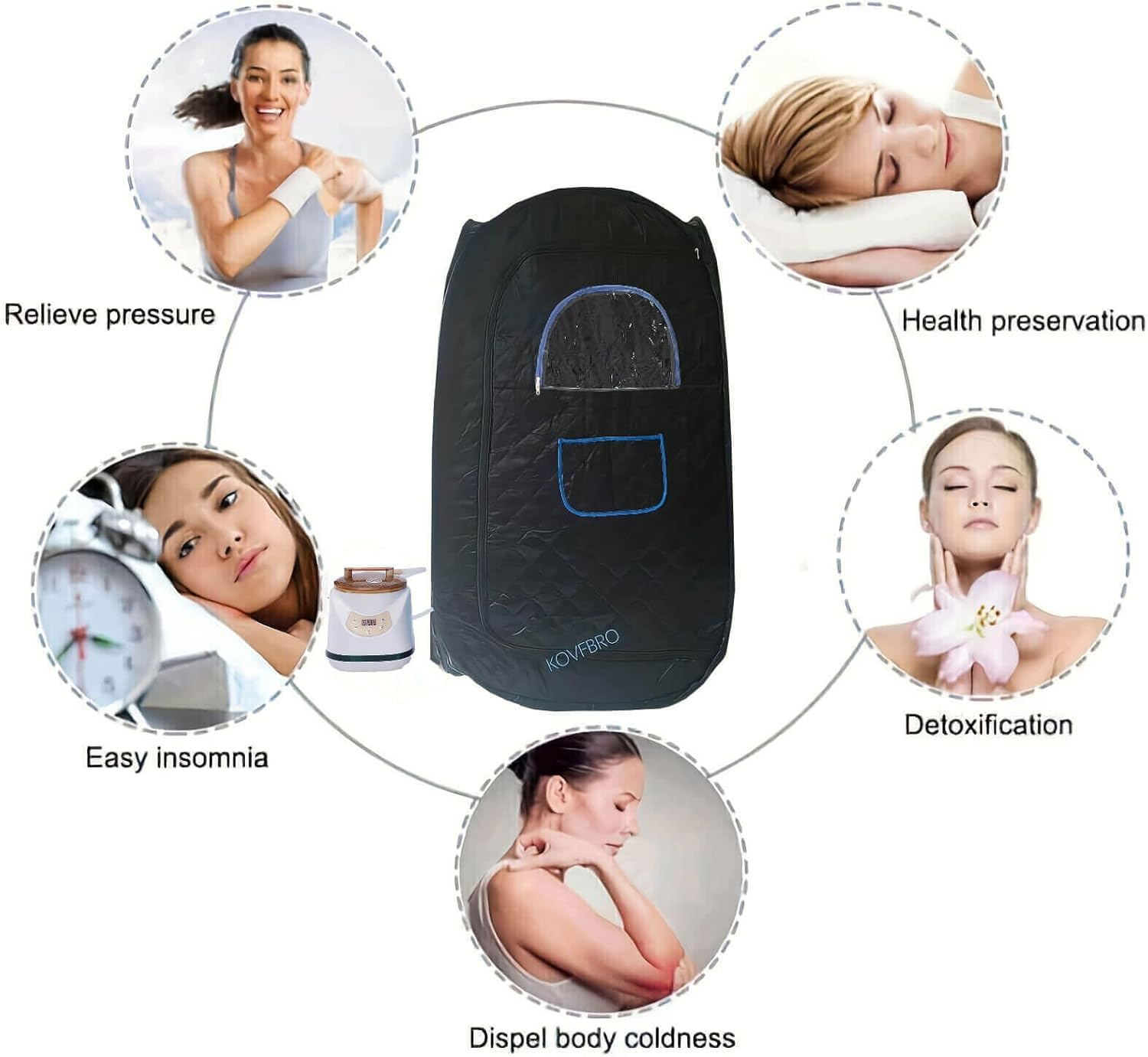 Portable Sauna Indoor Relax Steam Sauna Room One Person Sauna Home Household 220V 2.8L 1500W AU Plug Black image number 2