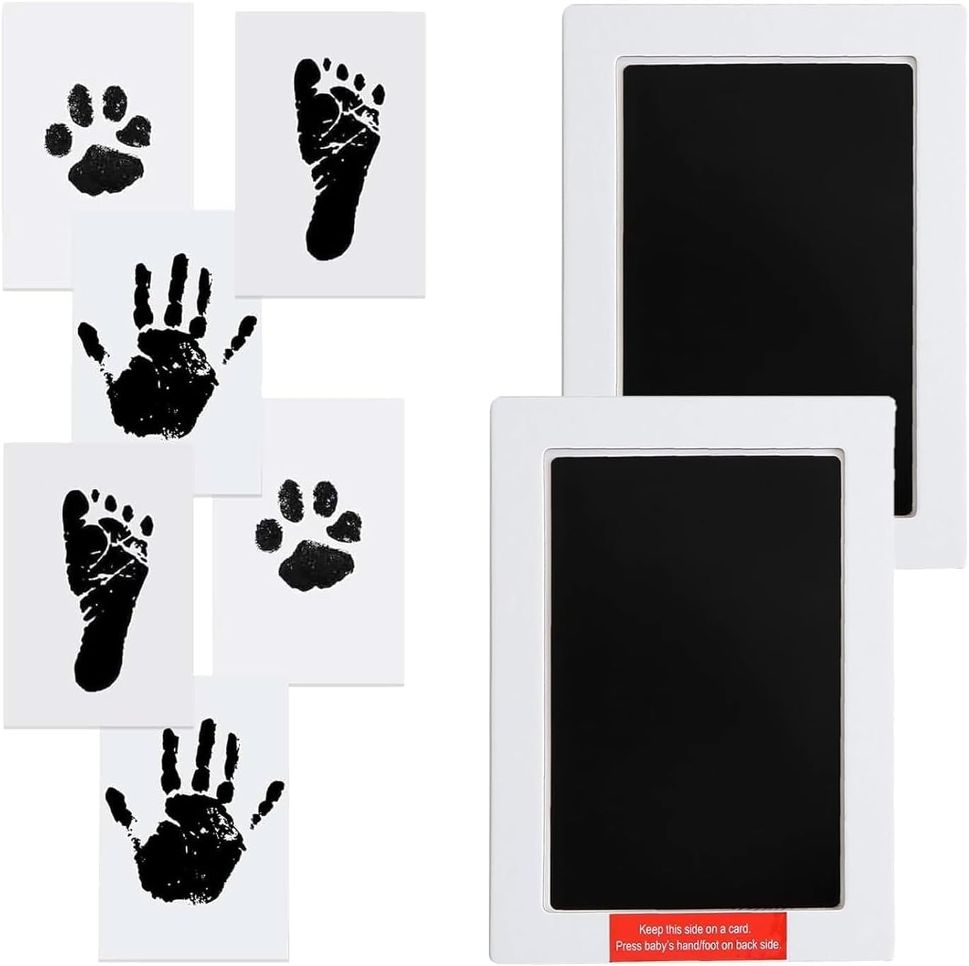 2Pcs Baby Hand and Footprint Kit Pet Paw Print Kit Kit Footprint Kit Baby with 2 Ink Pads and 4 Imprint Cards Infant Hand and Foot Stamp Ink Pad image number 2