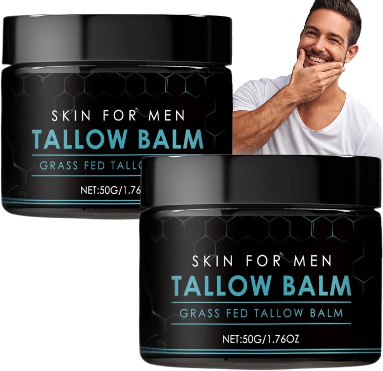Beef Tallow for Skin, Men&rsquo;S Tallow Balm, Grass Fed Natural Moisturizer, Hydrating & Nourishing Cream for Face Body Hands, Anti-Dryness Repair Balm, Gentle Daily Skincare for Men (1Pcs)