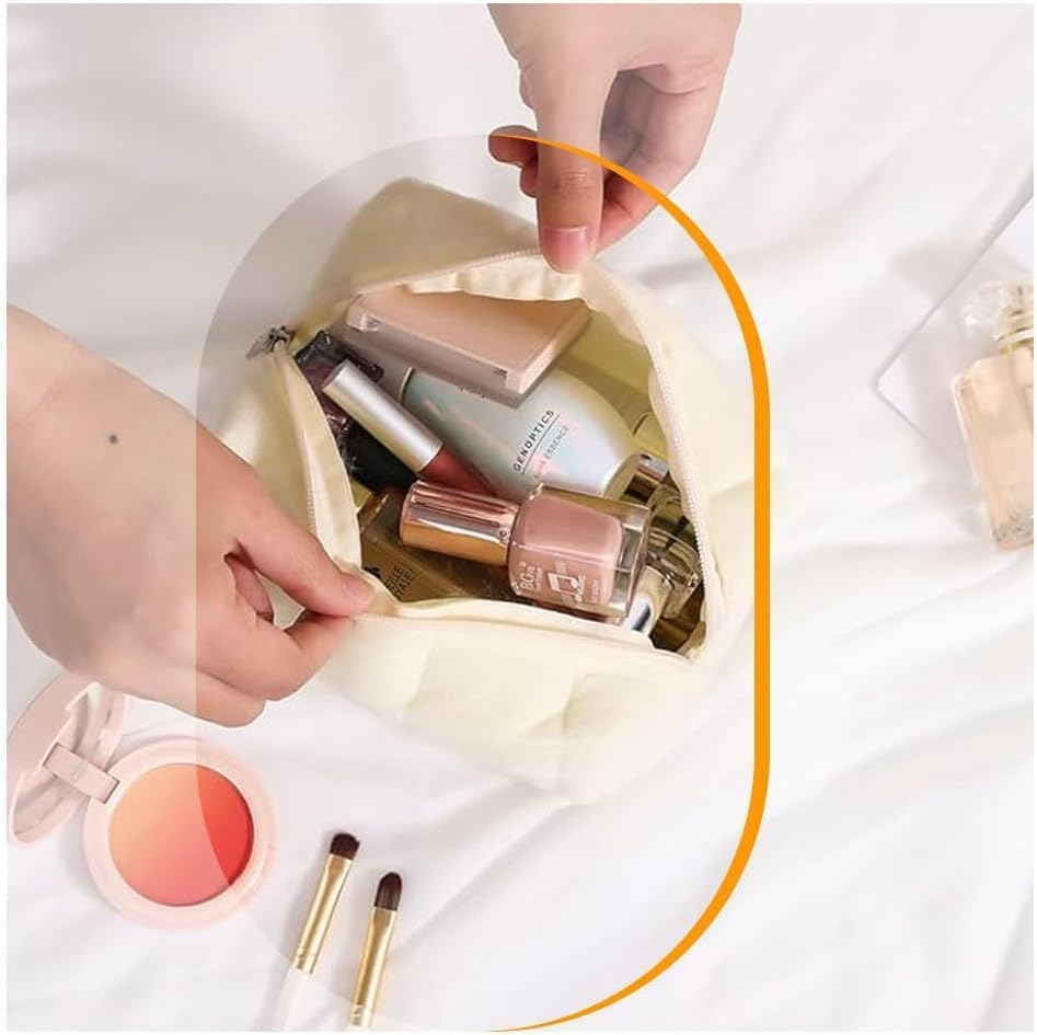 1 Pack Plush Makeup Bag Cosmetic Bag Large Capacity Pencil Pen Case, Zipper Travel Toiletry Pillow Bag, Pouch Holder Box Organizer Aesthetic Stationery Supply for Girls Adults (White) image number 3