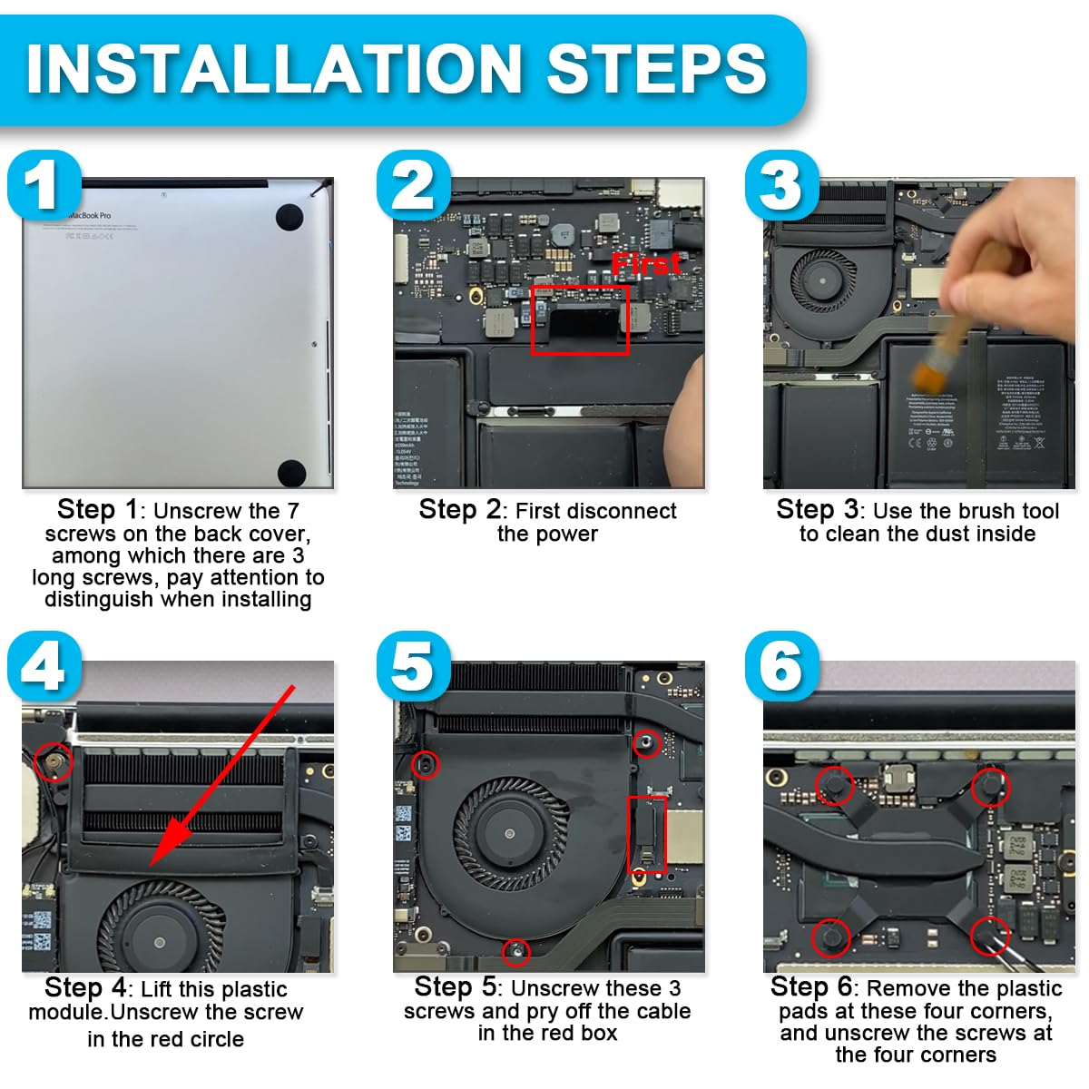 New Laptop CPU Cooling Fan Replacement Cooler Fan Repair Compatible with for Macbook Pro Retina 13" A1502 Series (Late 2013, Mid 2014, Early 2015) with Repair Tool Set image number 5