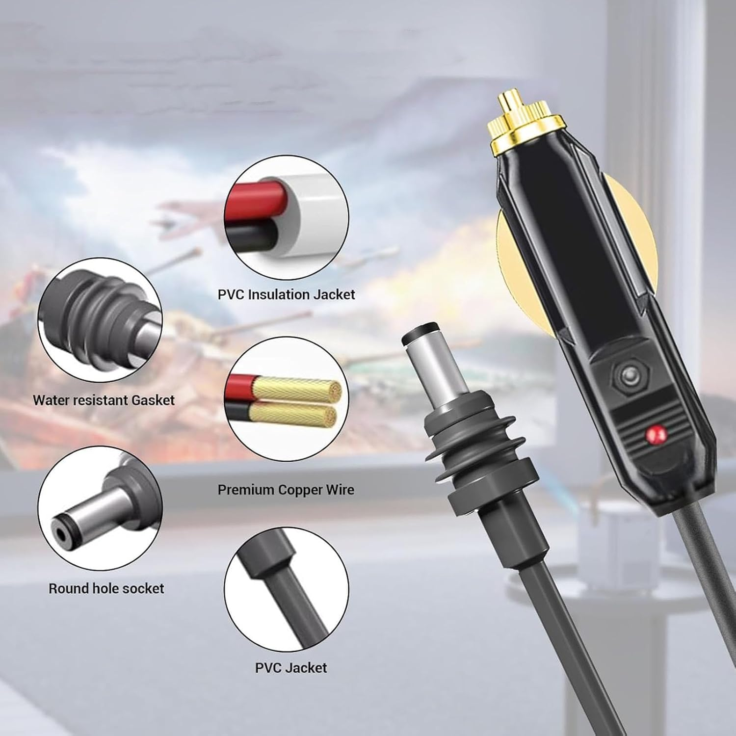 Starlink Mini Power Cable, Starlink Mini DC Power Cable for Starlink Mini Water Proof, Starlink Mini Cigarette Lighter to DC Power Cable (5.5M) image number 2