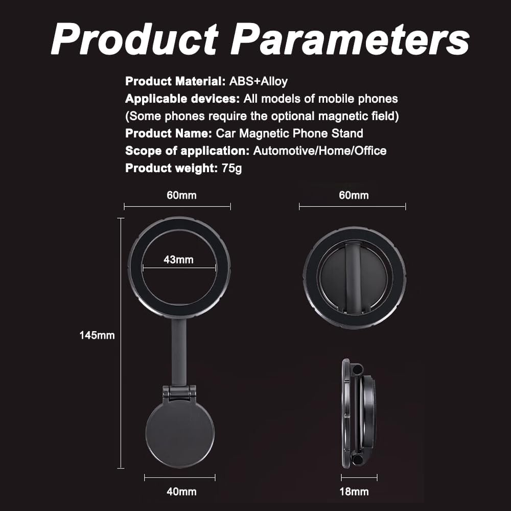 2025 New Magnetic Car Phone Holder,Car Mount Folding & 360&deg; Rotation,For Iphone 16 15 14 13 Pro Max plus Mini Magsafe Case All Phones.Magnetic Car for Phone Holder, Folding, Rotating Car Mount image number 4