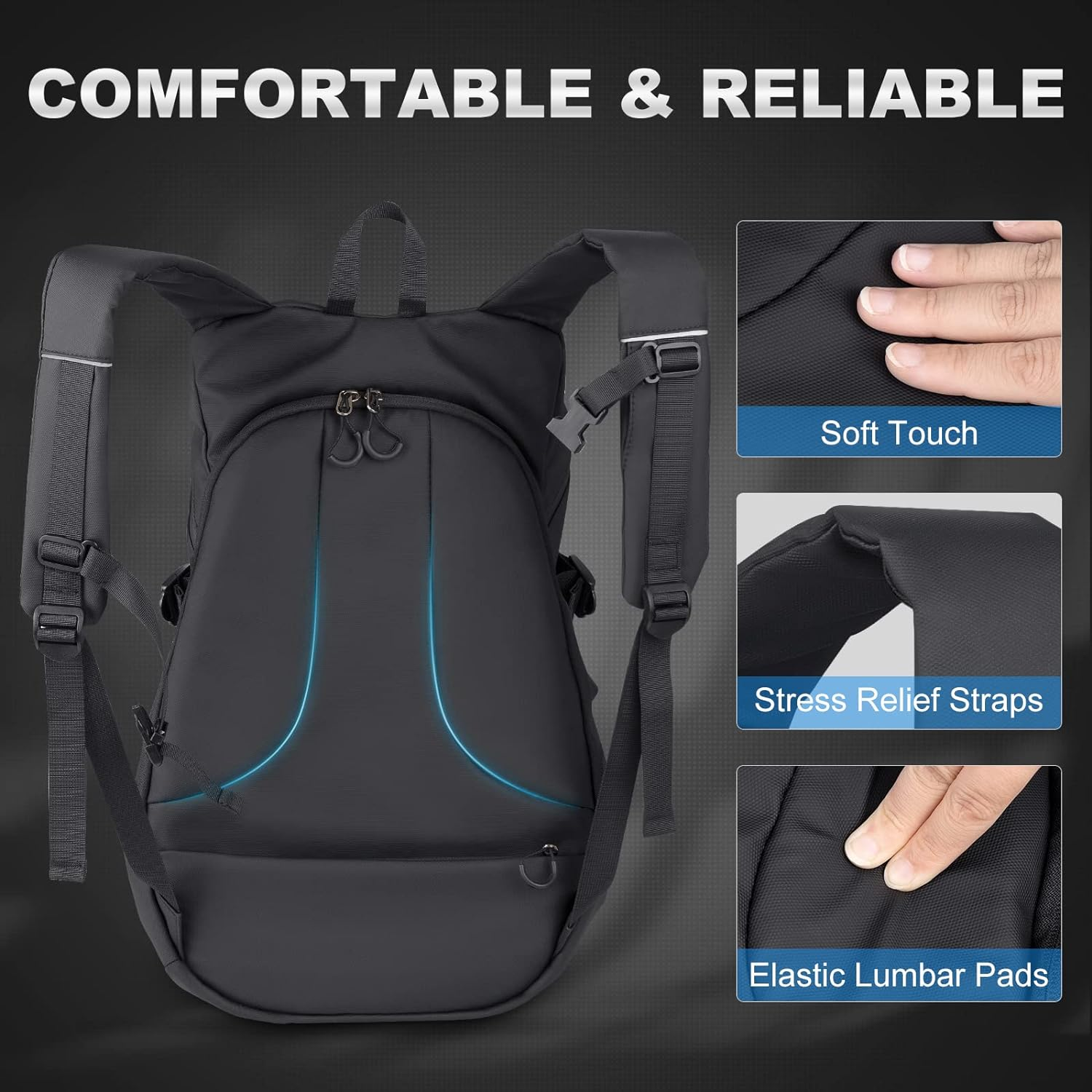Motorcycle Backpack for Men - Large Capacity Waterproof Helmet Backpack for Men with Laptop Pocket, Large image number 6