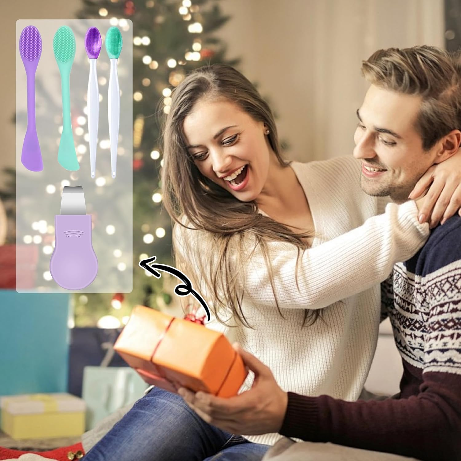 Silicone Blackhead Remover Tool and Pore Cleansing Brush, 5Pcs Face Scrubber Set with Facial Cleansing Brush, Face Mask Applicator, Deep Pore Scraper Kit for Women and Men image number 5