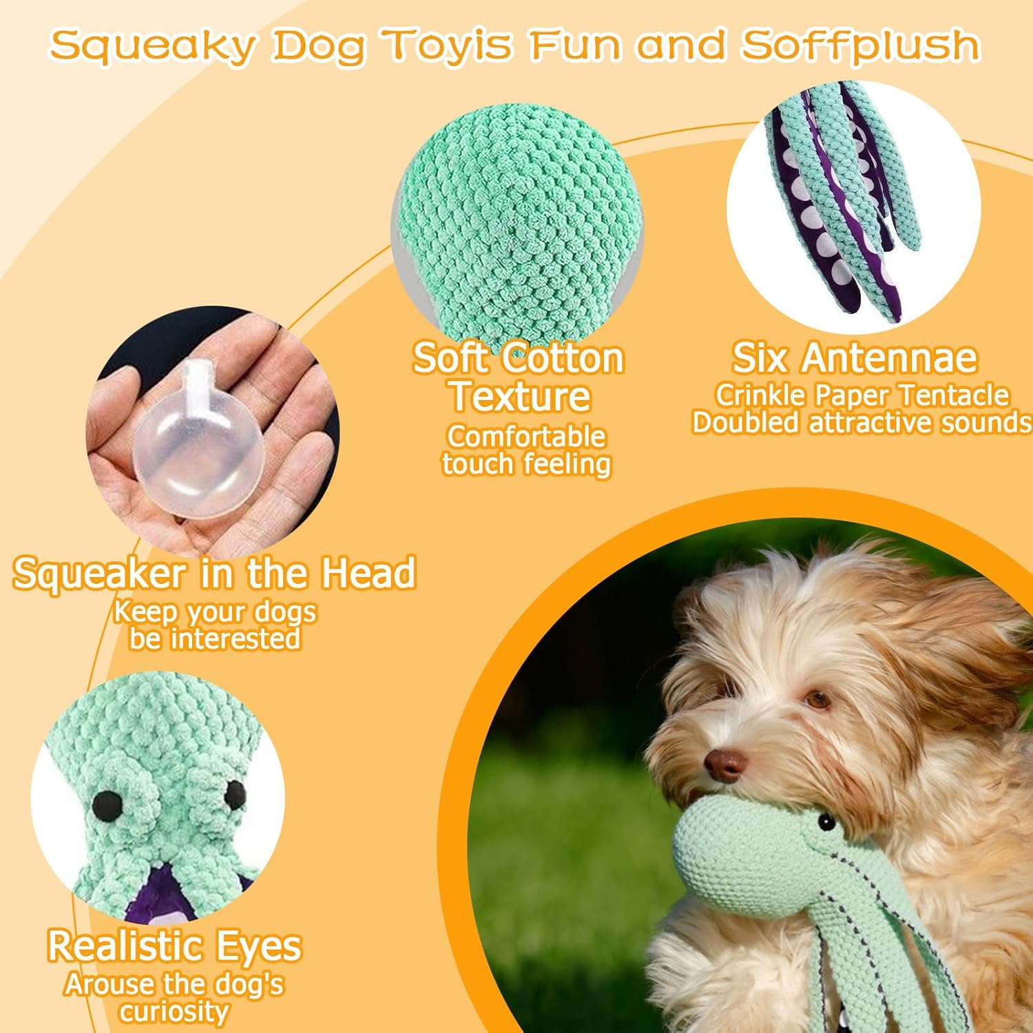 Dog Toy Soft Large, Lnteractive Plush Chew Pet Toy with Built-In Squeaker & Crinkle Sound, Puppy Enrichment Toys for Small, Medium and Large Dogs, Everyday Play, Training Rewards and Pet Gifts image number 1