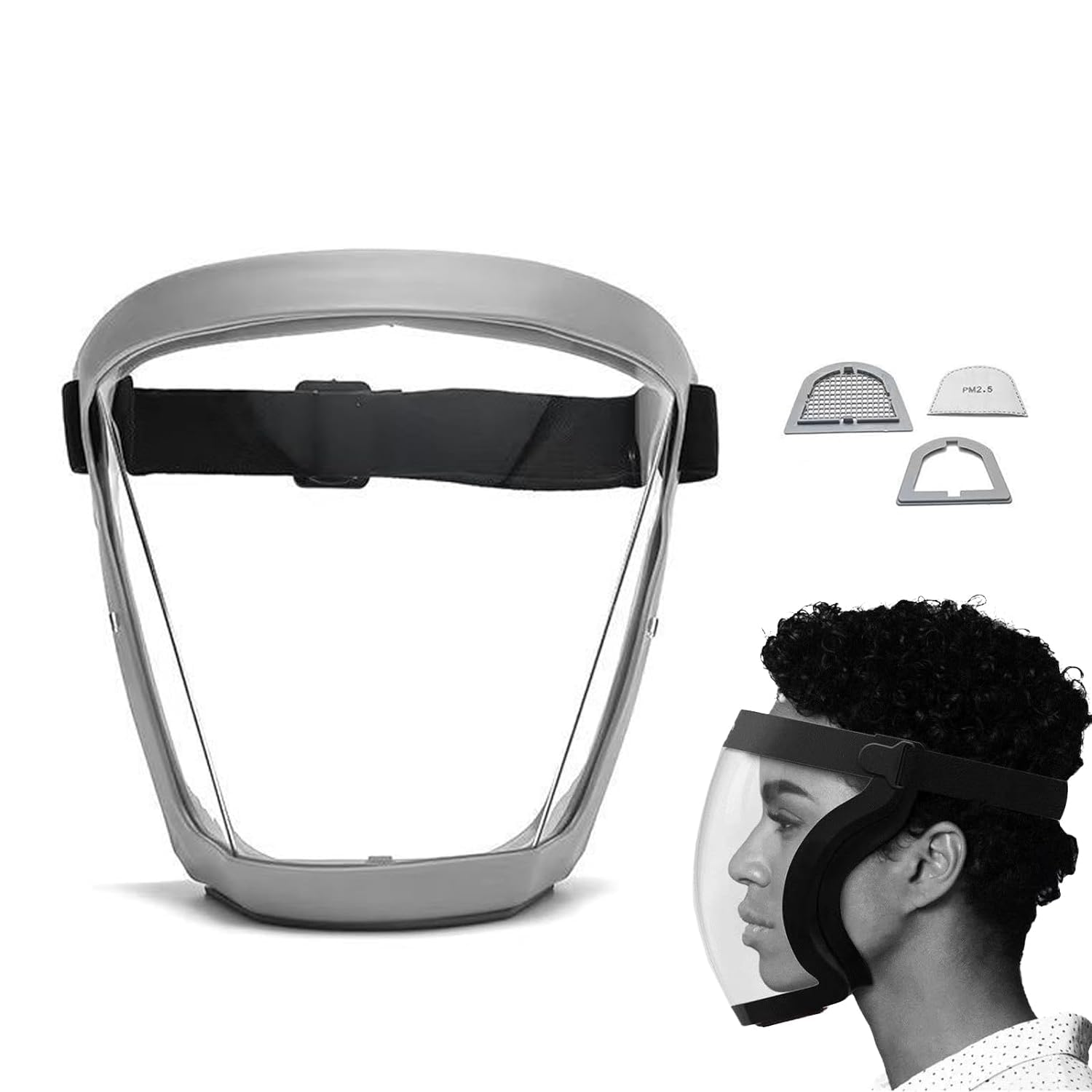 WADY Face Shield, WADY - Anti-Dust & Fog-Free Face Shield, Anti-Dust and Fog-Resistant Face Shield, Anti-Fog Protective Full Face Shield, Safety Face Shield, Grinding Shield Face Mask (Grey) image number 4