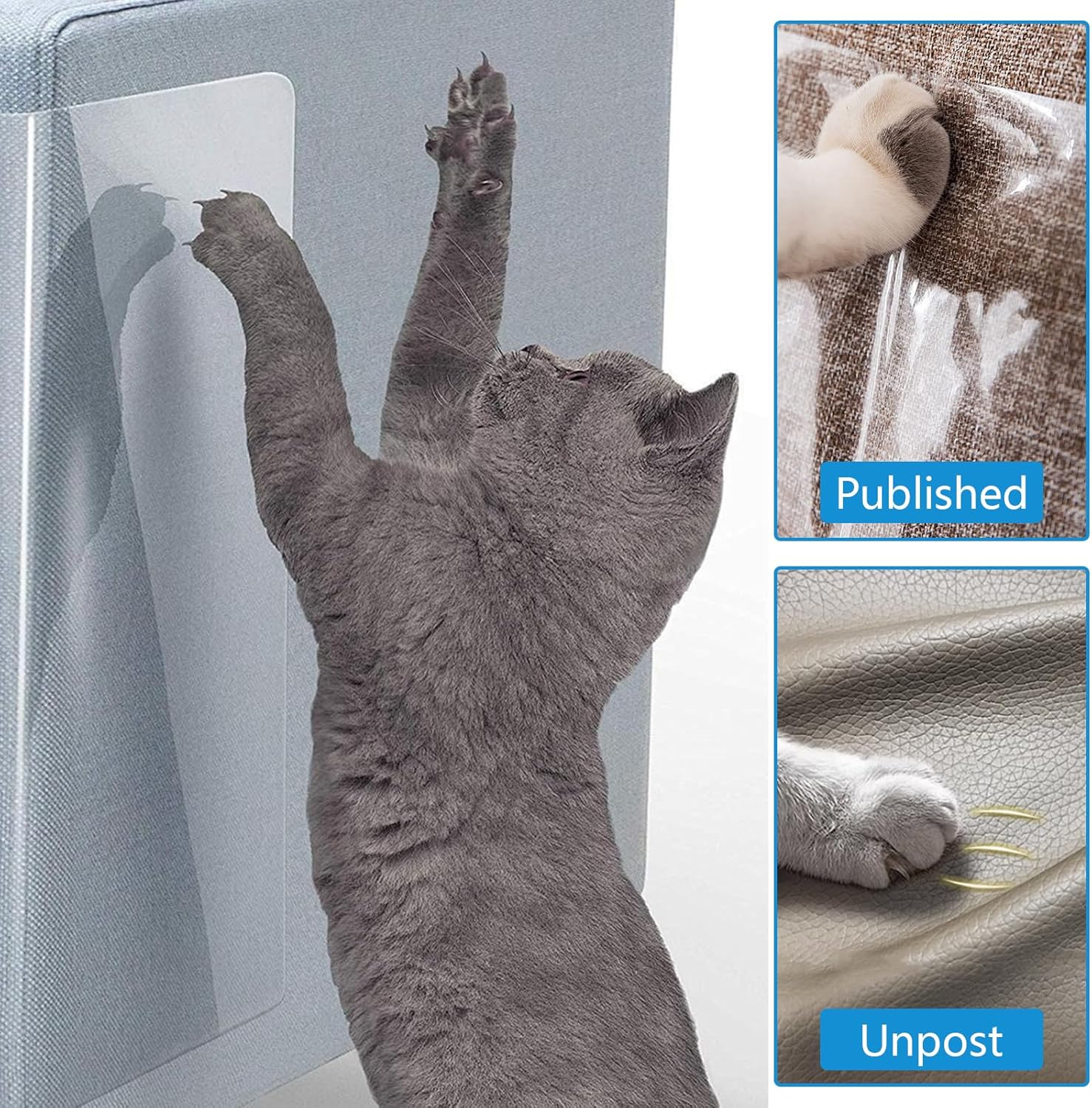 APACALI Pack of 2 Cat Scratch Protection Film, 30 X 300 Cm, Scratch Protection for Cats, Self-Adhesive Scratch Protection Film, Transparent, Anti-Scratch Film for Cats for Furniture, Couch, Door, image number 3