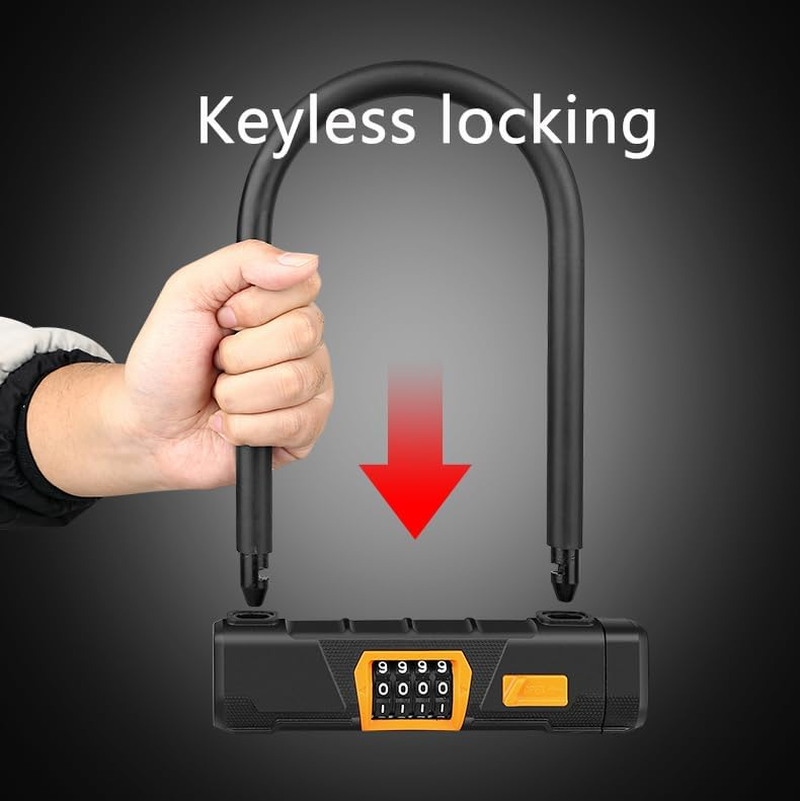 Bike Locks Heavy Duty anti Theft, Combo Bike U Lock, 4-Digit Resettable Combination Bicycle Lock, Large U Shaped Ebike Lock with 5Ft Steel Cable for Electric Bike, Escooter, Motorcycle,Door image number 5