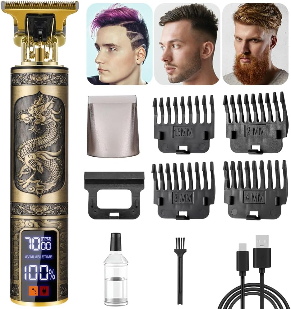 WOTOW 5 in 1 Beard Trimmer for Men - Electric Hair Clipper with LED Display, Rechargeable Trimmer Kit for Nose, Face, Mustache & Body Grooming, Electric Shavers Type-C Fast Charging, Mens Gifts