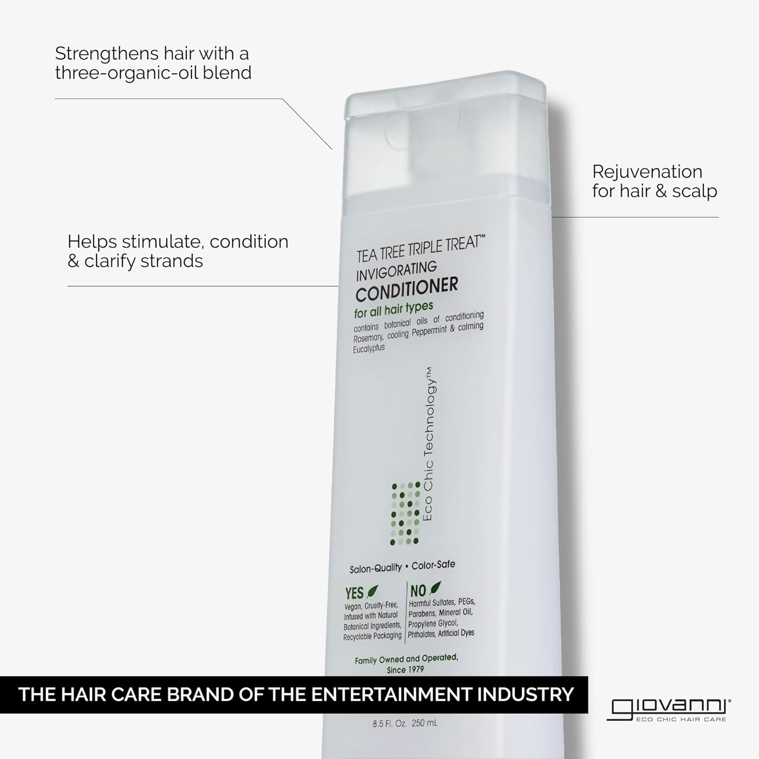 GIOVANNI Tea Tree Triple Treat Invigorating Conditioner - Cooling Peppermint, Eucalyptus, Rosemary, Helps Dry Flaking Scalp, Paraben Free, Helps to Moisturize, Smooth & Detangle - 128 Oz image number 3