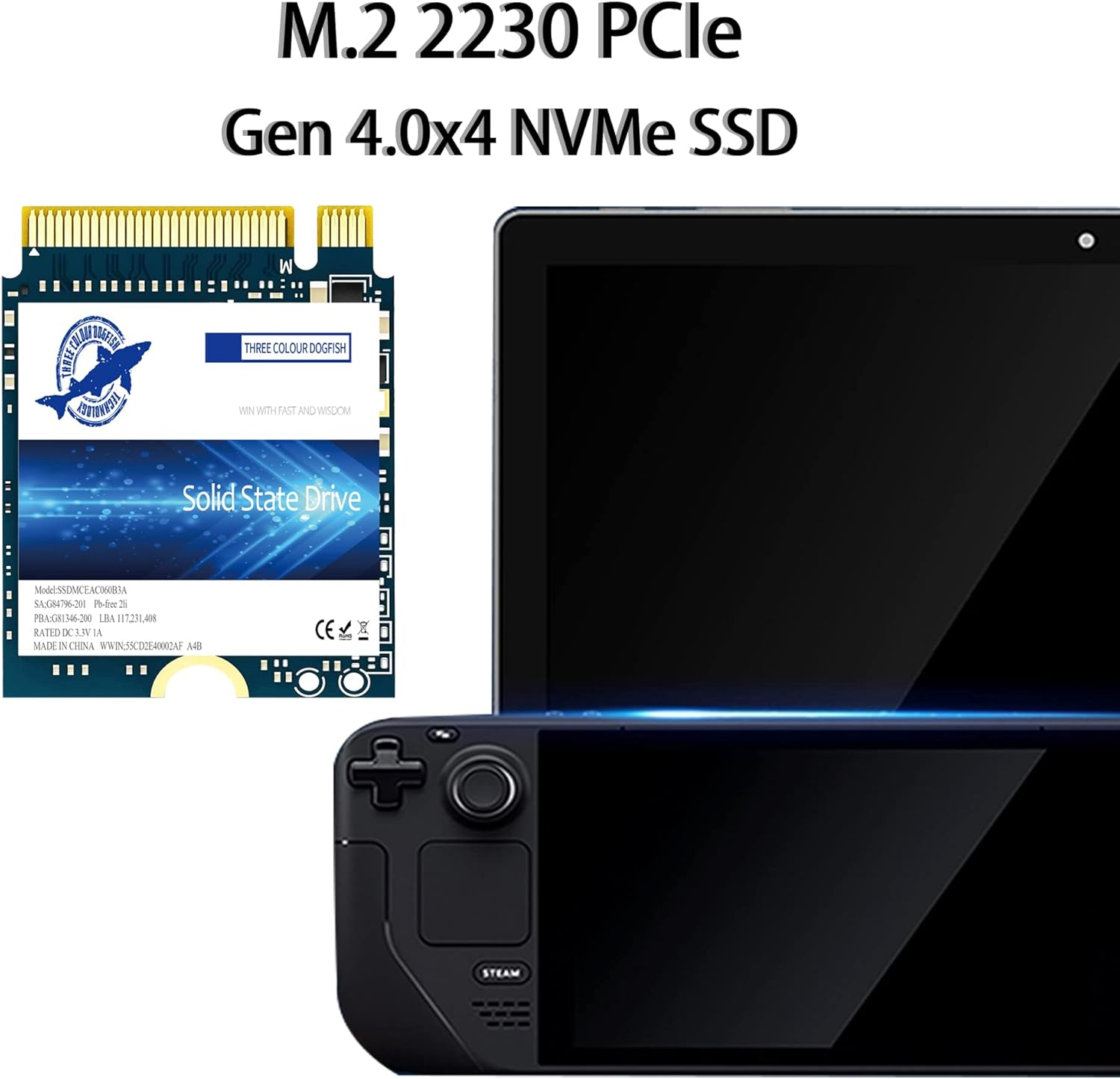 Dogfish SSD M.2 2230 Nvme Pcie 4.0 256GB 3D TLC NAND Gaming Internal Solid State Drive for Steam Deck PS5 Surface Pro Laptop Desktop (M.2 2230 Nvme 4.0, 256GB) image number 4