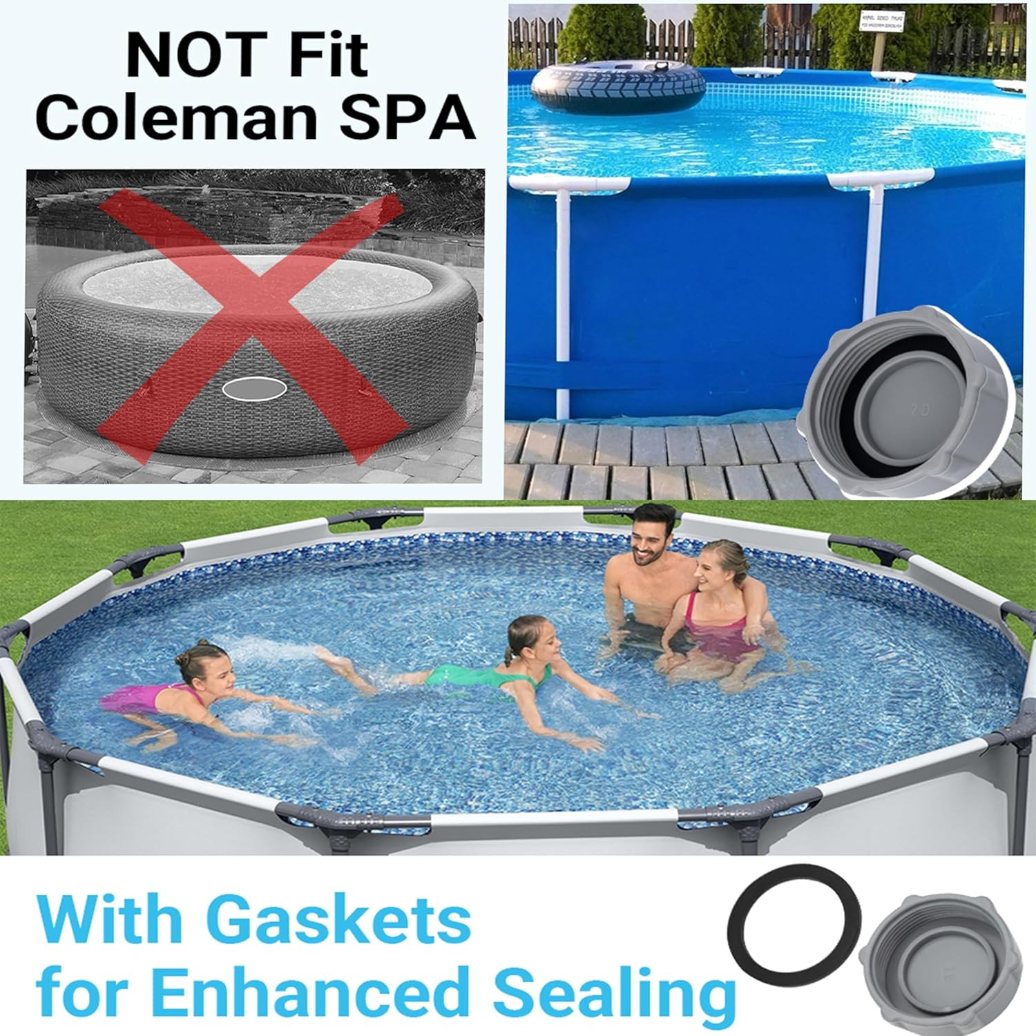 Ultimate Coleman Drain Cap Replacement - Heavy Duty Grey Valve Cover for above Ground Pools (P01006/P01010/P6D1158/P6H1158Ass16),Stop Leaks Now! image number 3