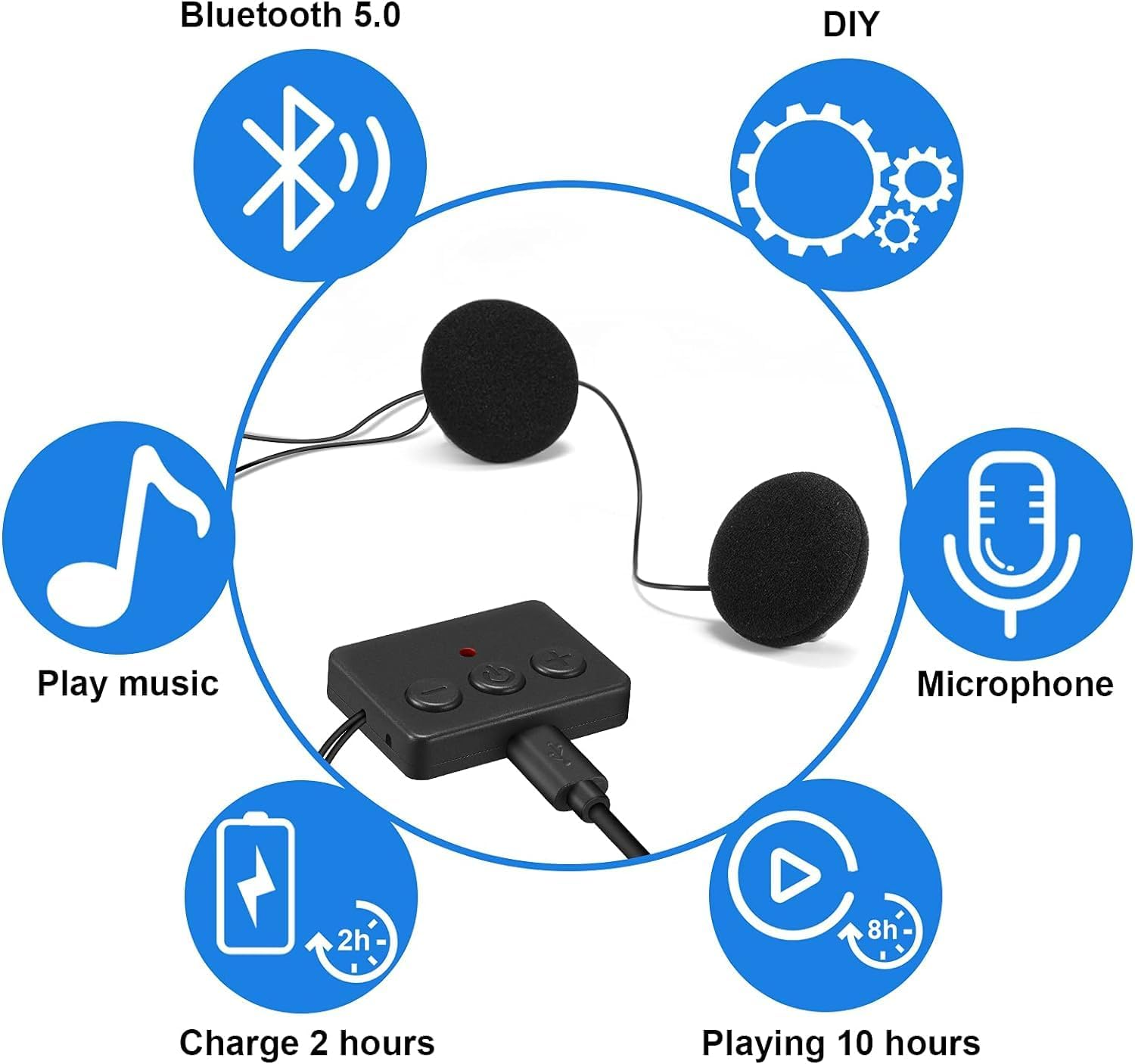 ZRUHIG Bluetooth Module & Speaker for Sleep Headphones, Bluetooth Replacement Module for Sleep Headphones, Bluetooth Headband, Bluetooth 5.0 Control Panel, Bluetooth Pillow Speaker with Microphone image number 5