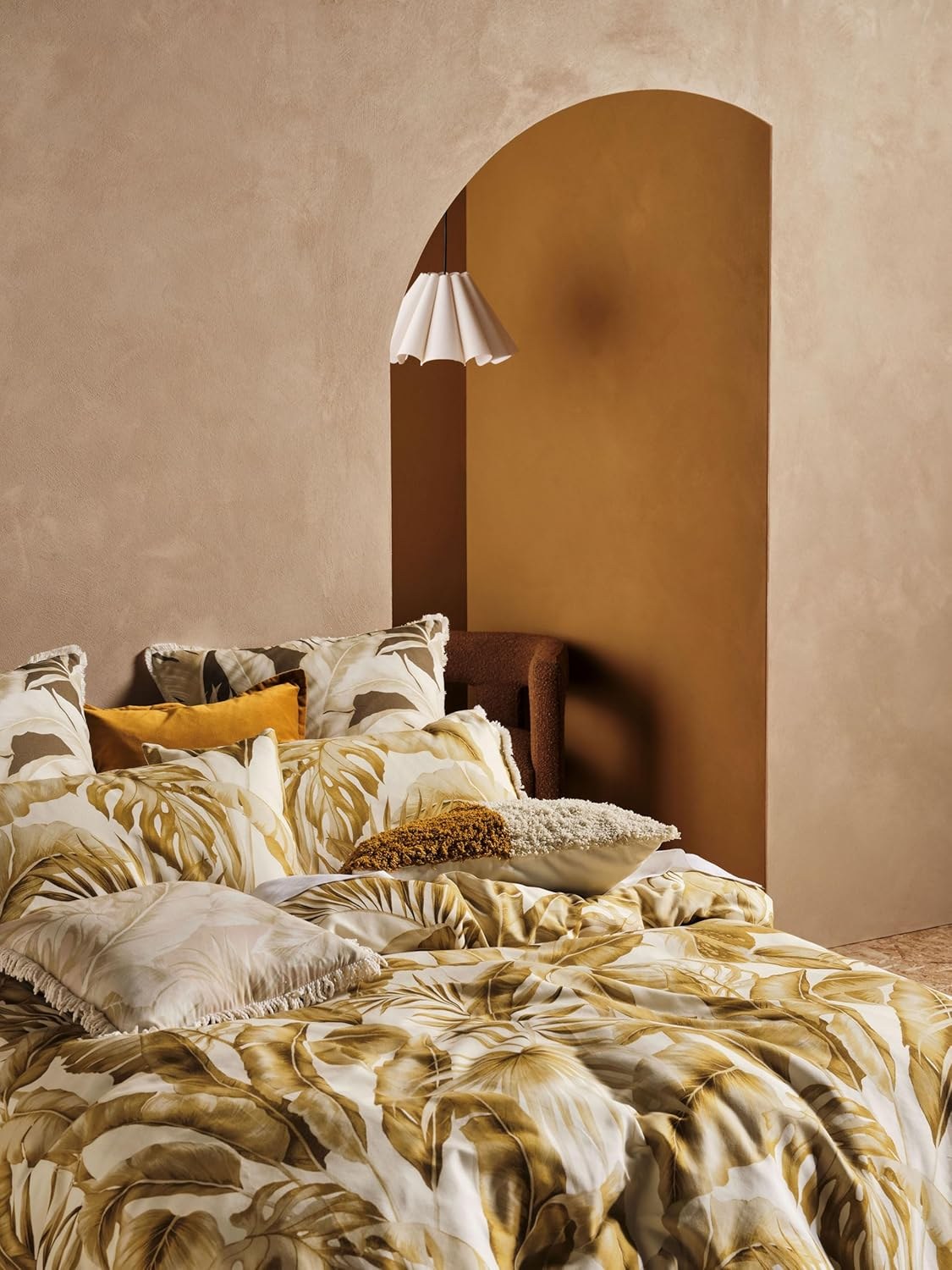 Linen House Marseille Honey Quilt Cover Set, Double Bed image number 1